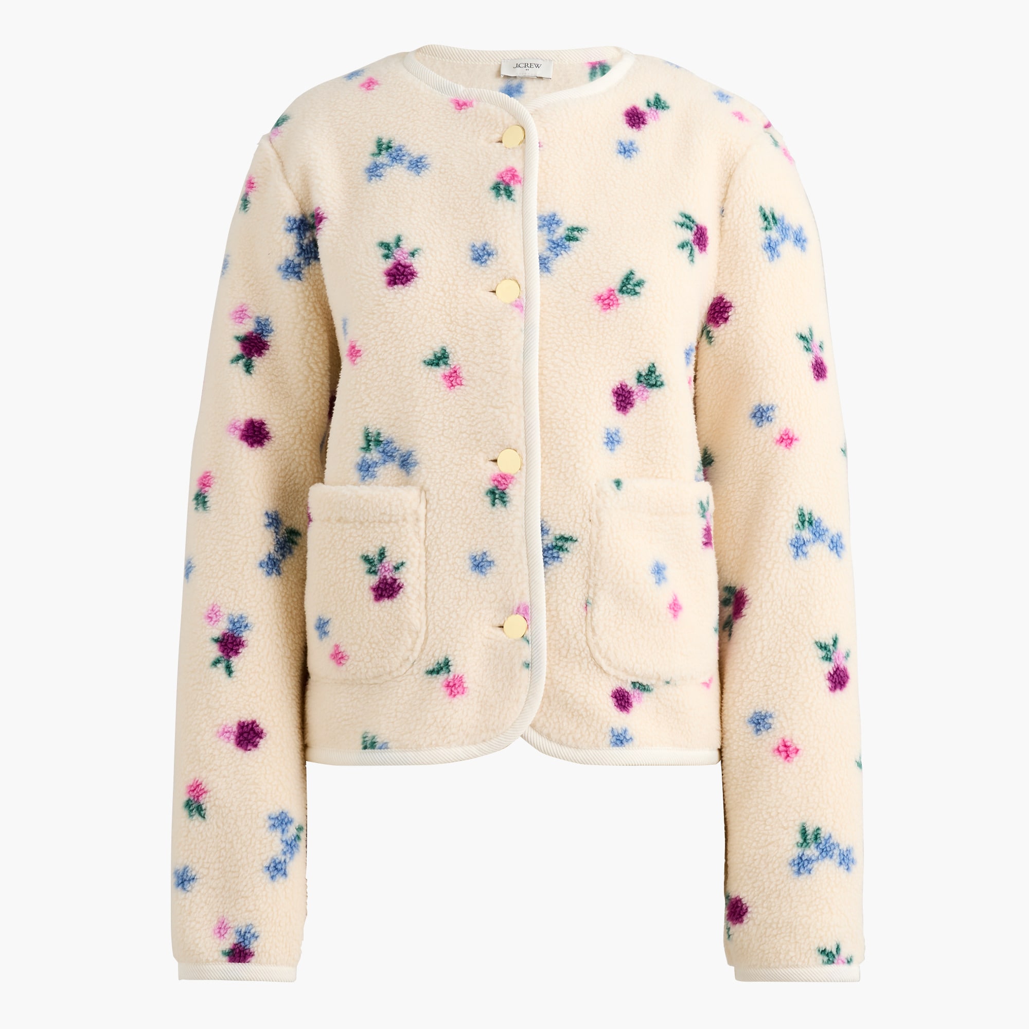 Floral-print Sherpa jacket