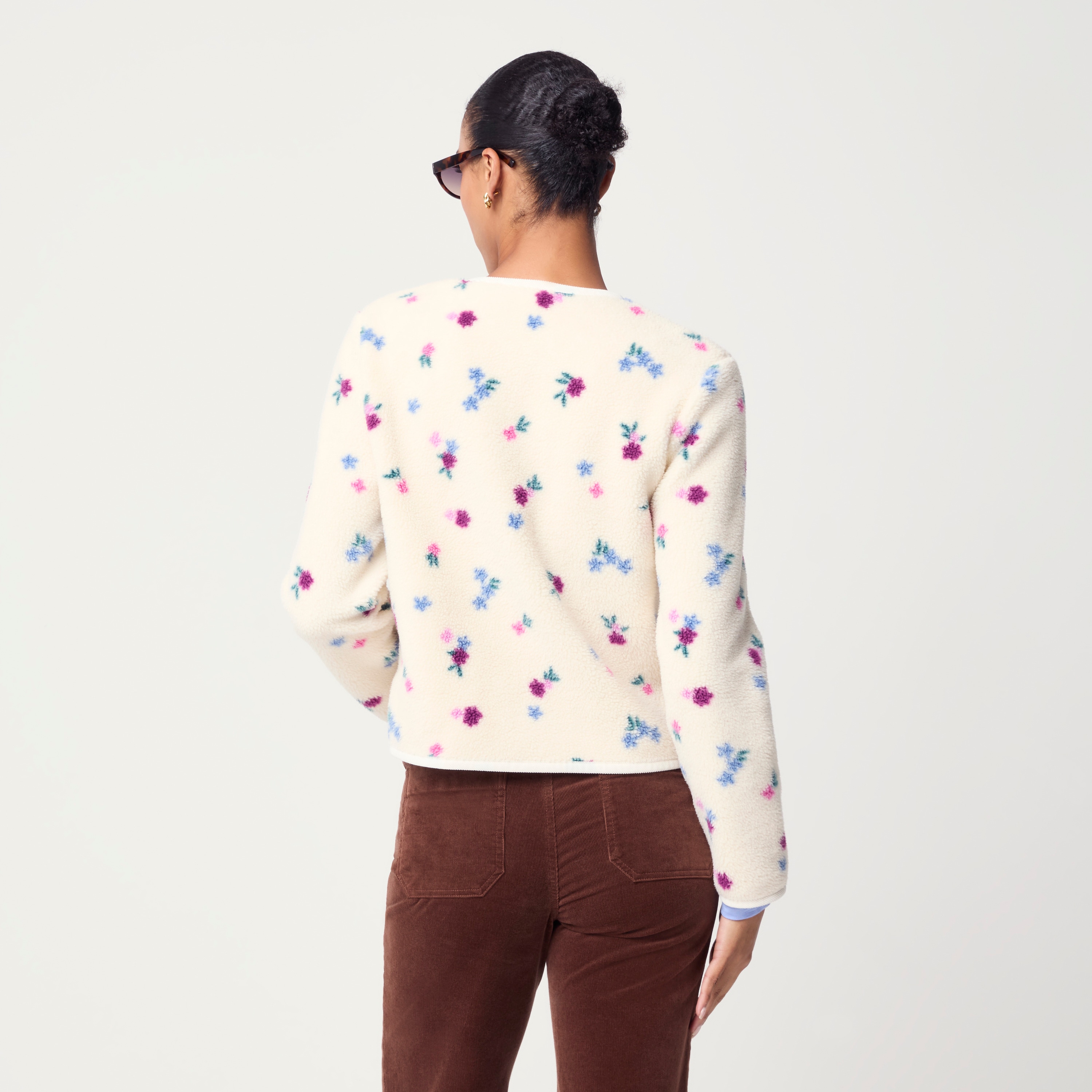 Floral-print Sherpa jacket