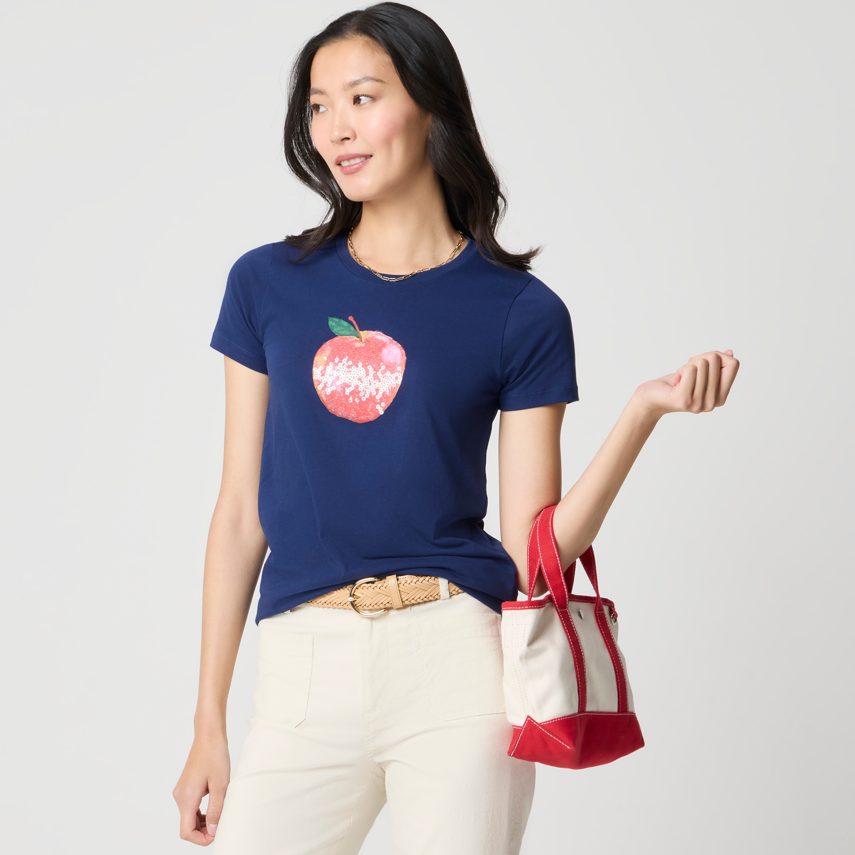 Sequin apple graphic tee