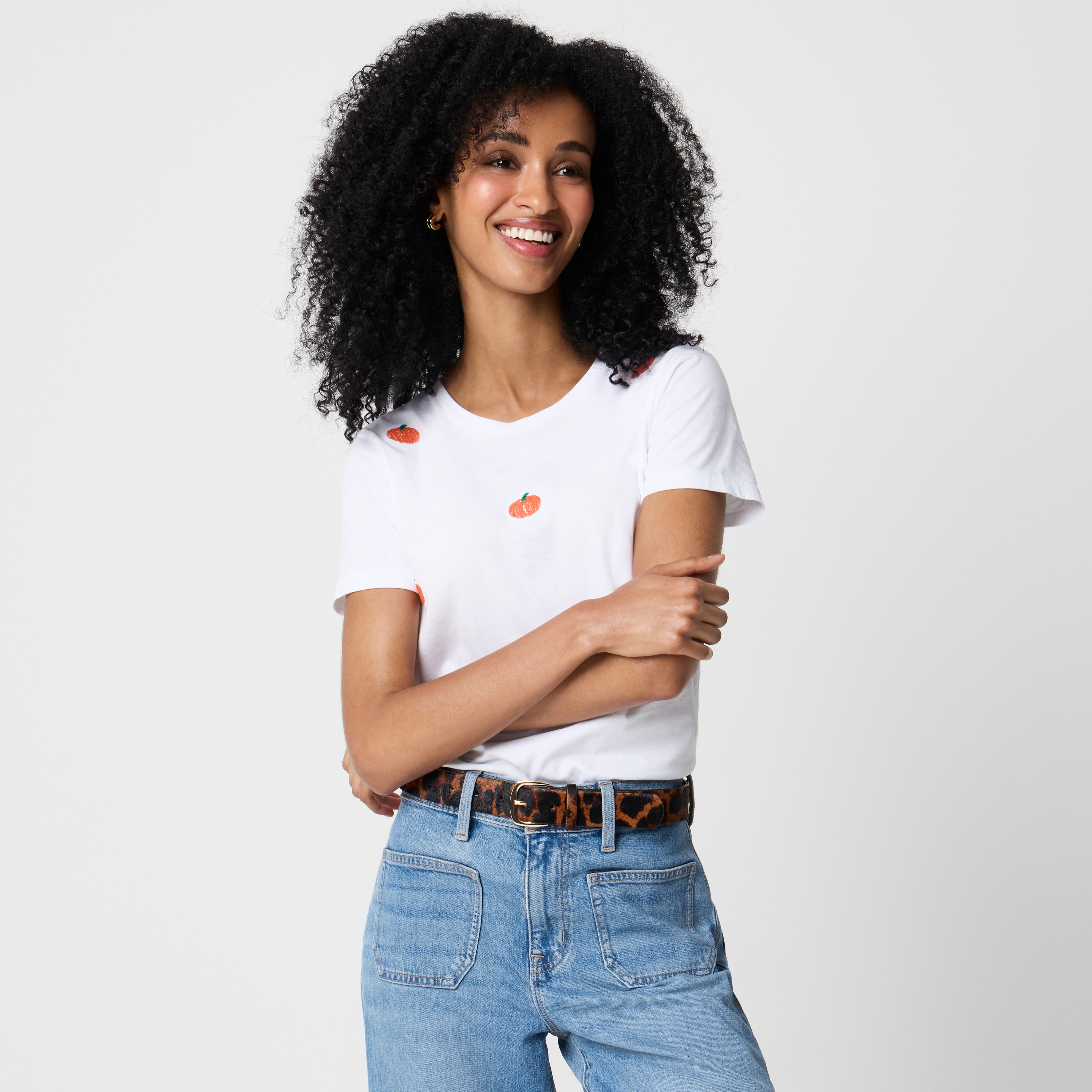Embroidered pumpkins graphic tee