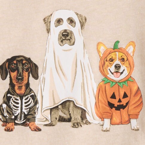 Striped "bonjour" graphic tee HALLOWEEN DOGS