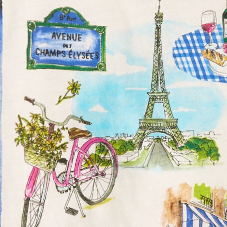 Striped "bonjour" graphic tee PARIS GRID