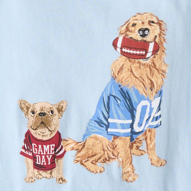 Striped "bonjour" graphic tee GAME DOG