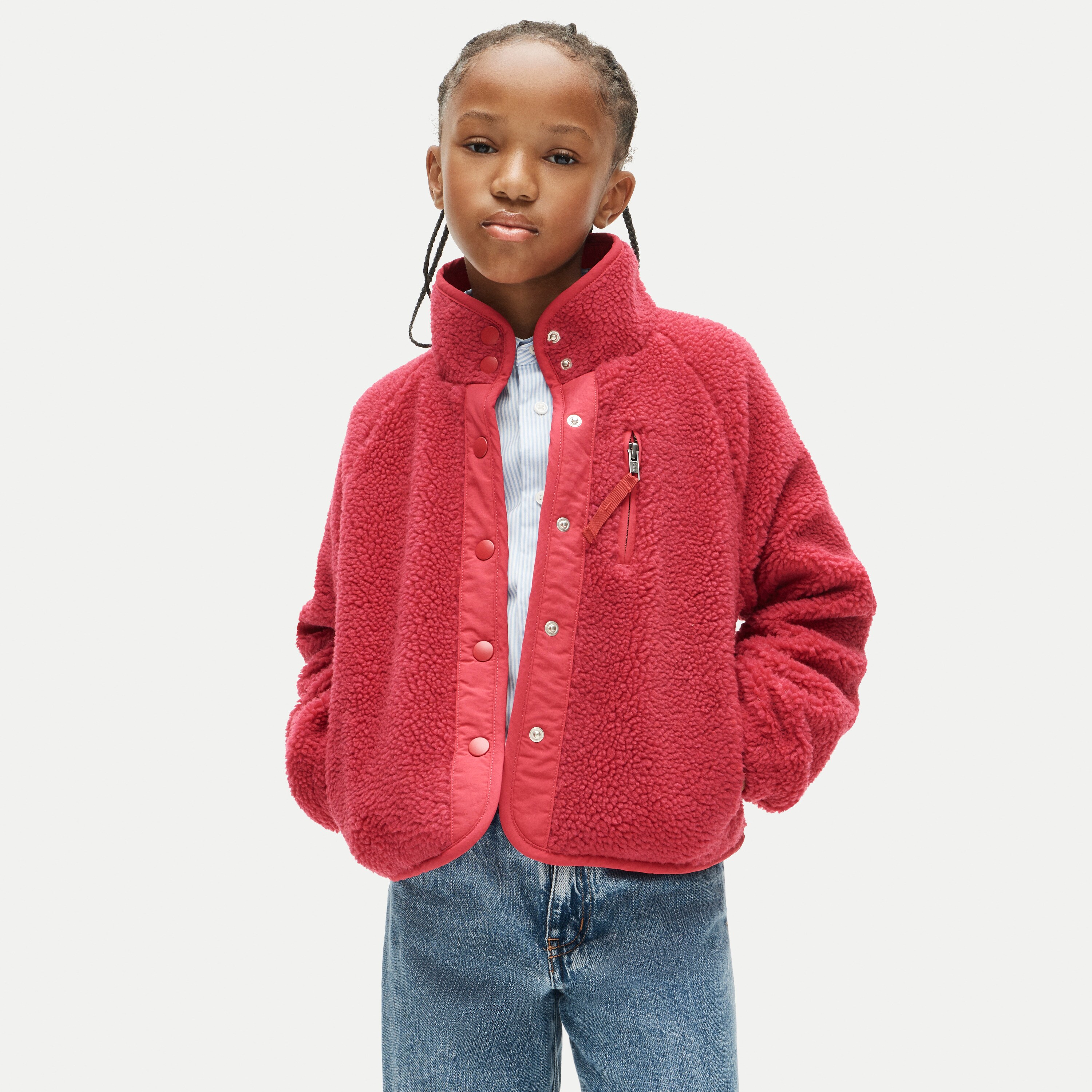 Girls' button-up sherpa jacket