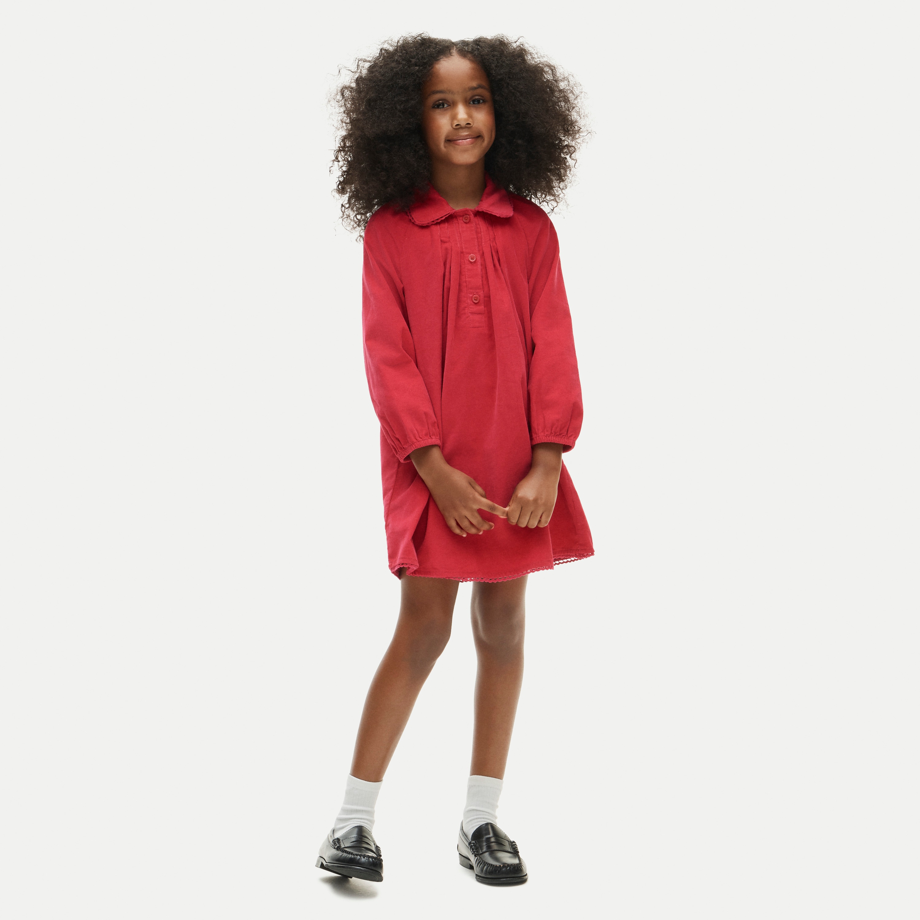 Girls' collared corduroy dress