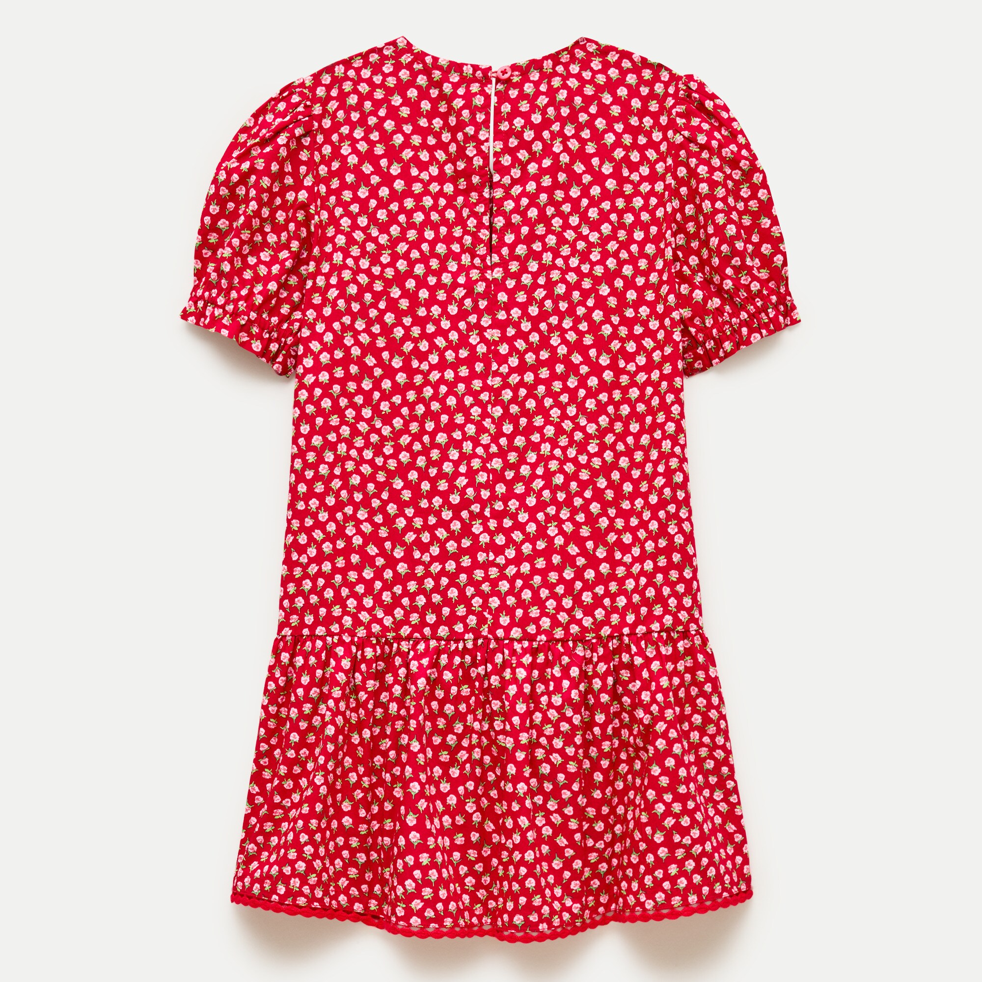 Girls' drop-waist dress in rosette floral