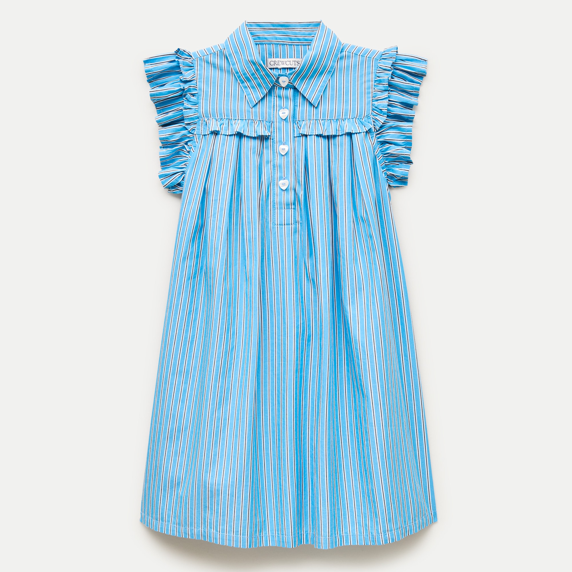 Girls' flutter-sleeve shirt-dress in stripe