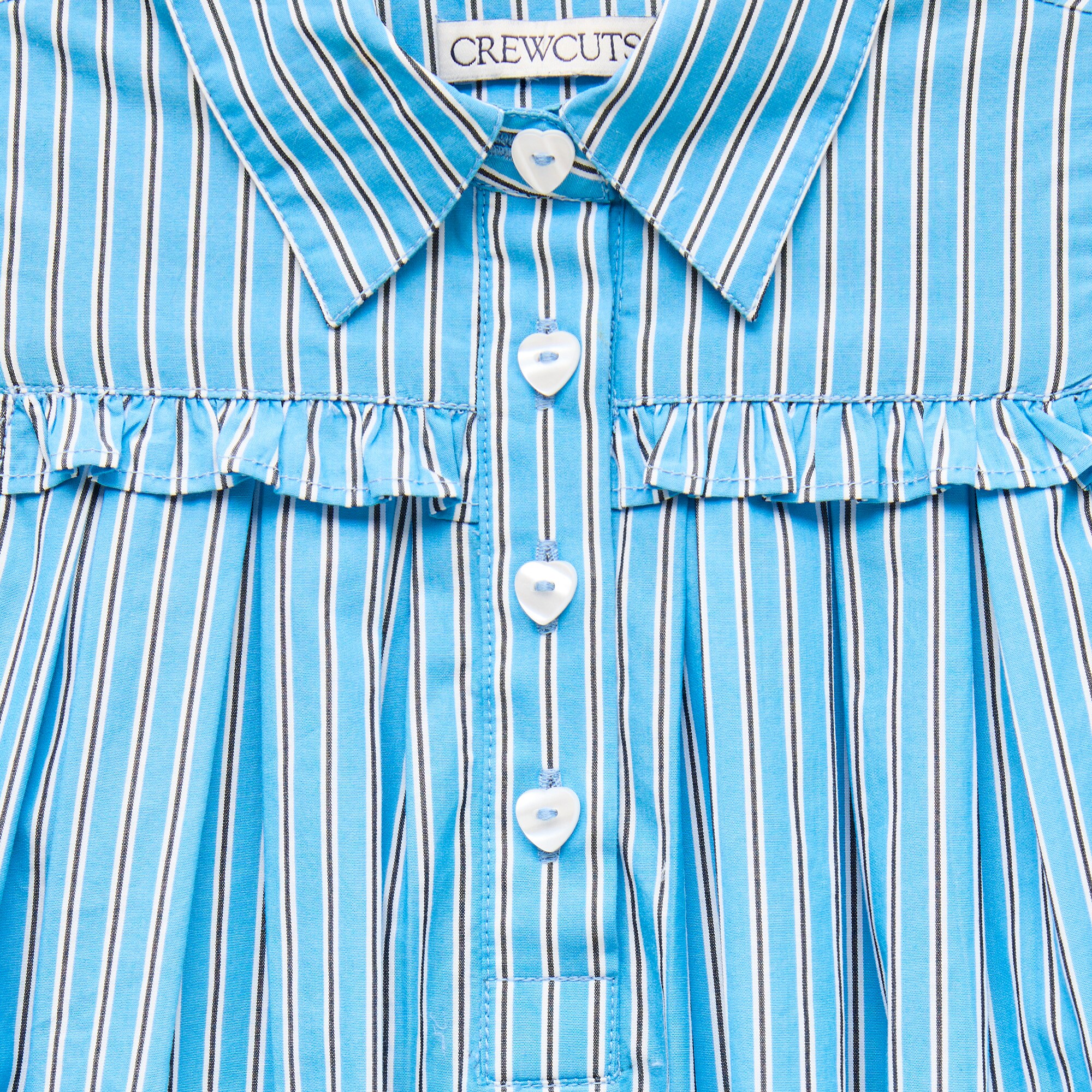 Girls' flutter-sleeve shirt-dress in stripe
