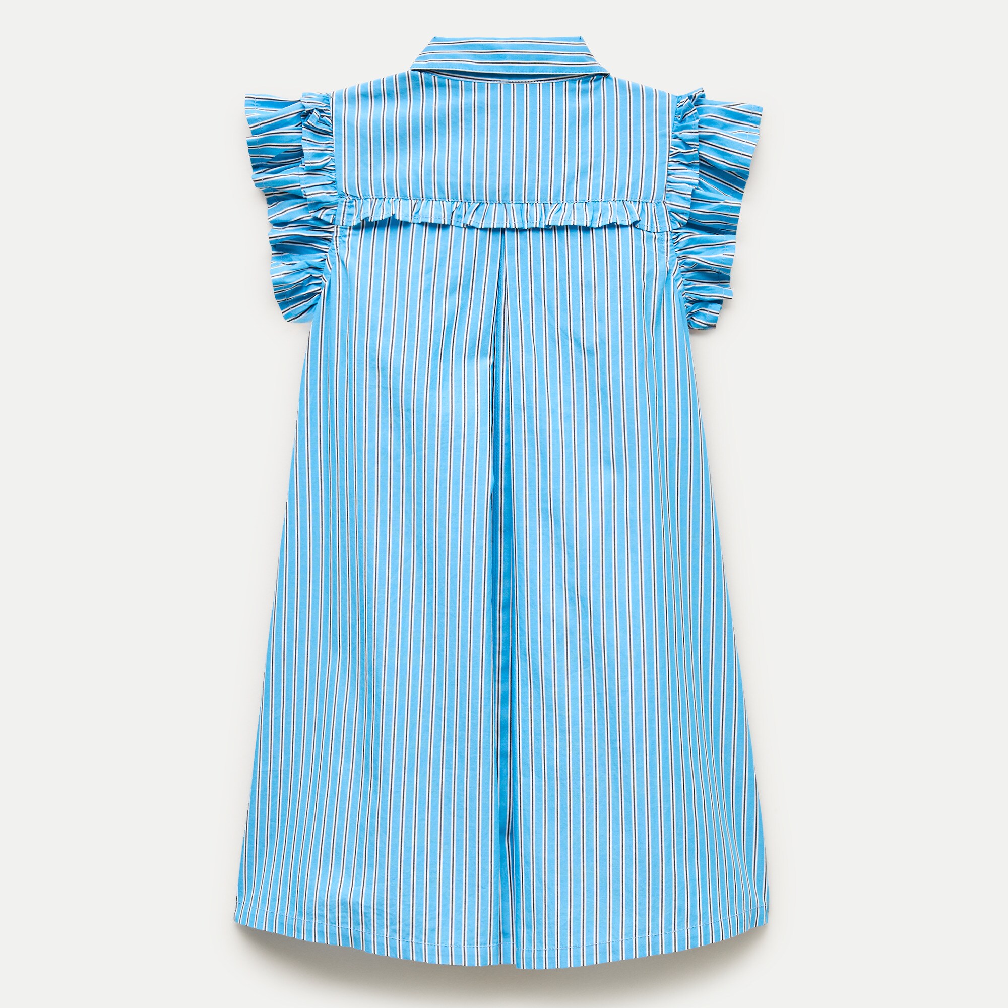 Girls' flutter-sleeve shirt-dress in stripe