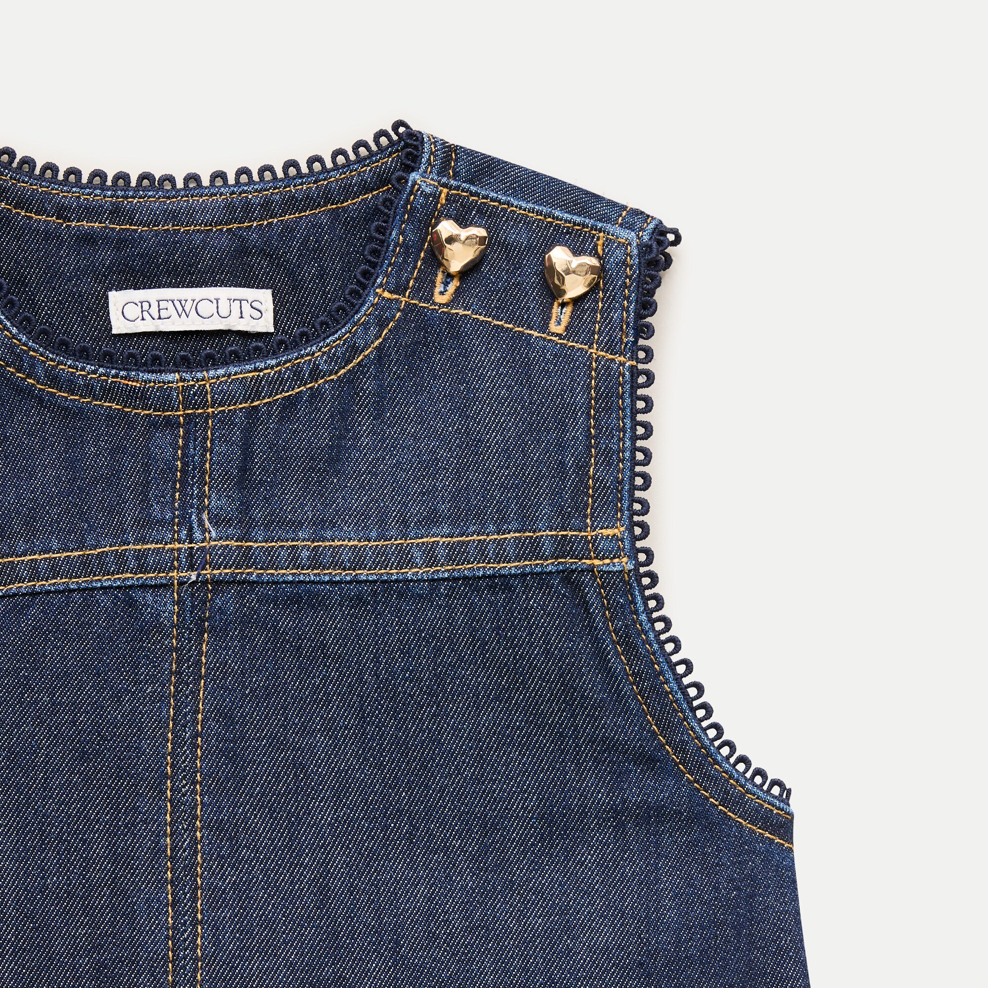 Girls' pinafore dress in drapey denim