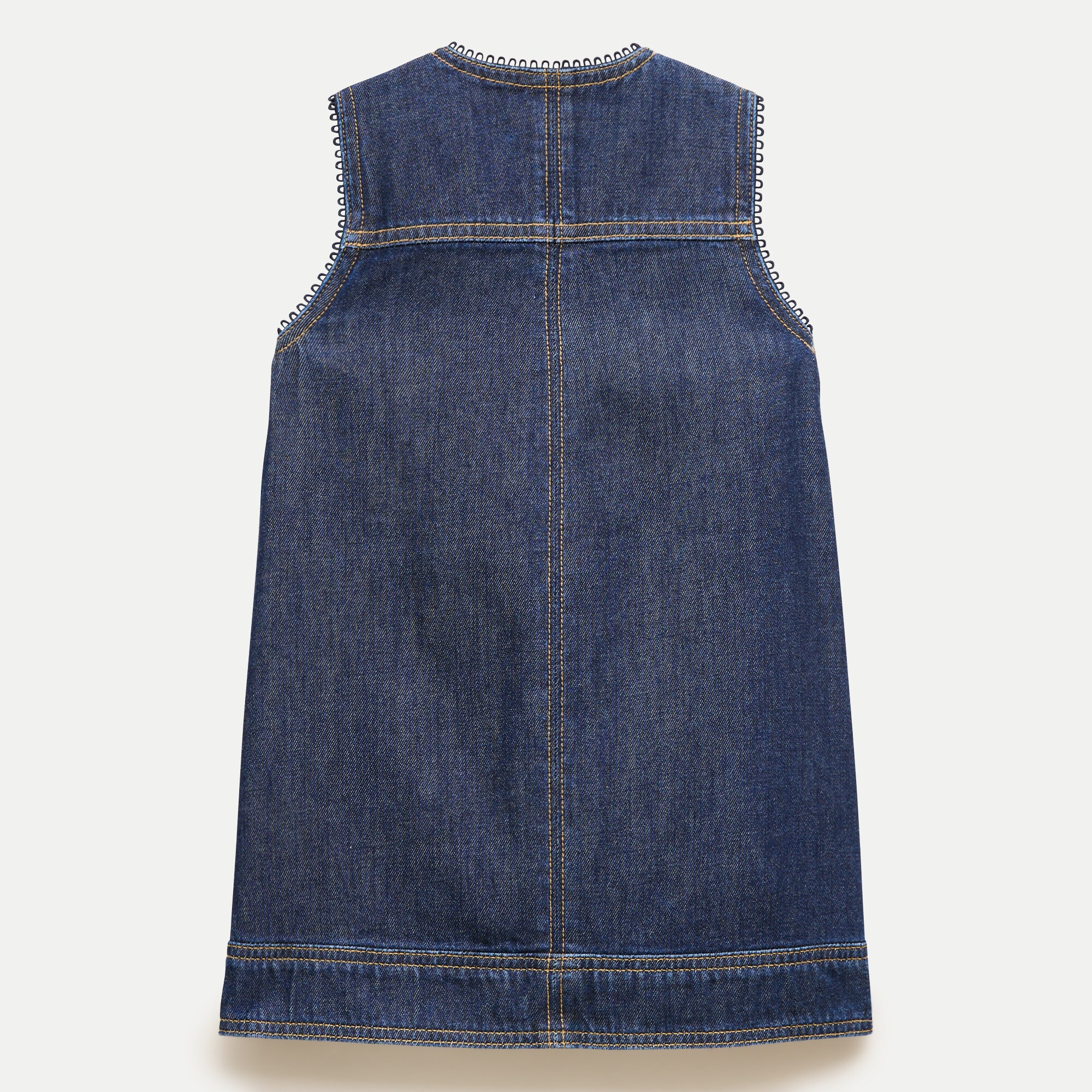 Girls' pinafore dress in drapey denim
