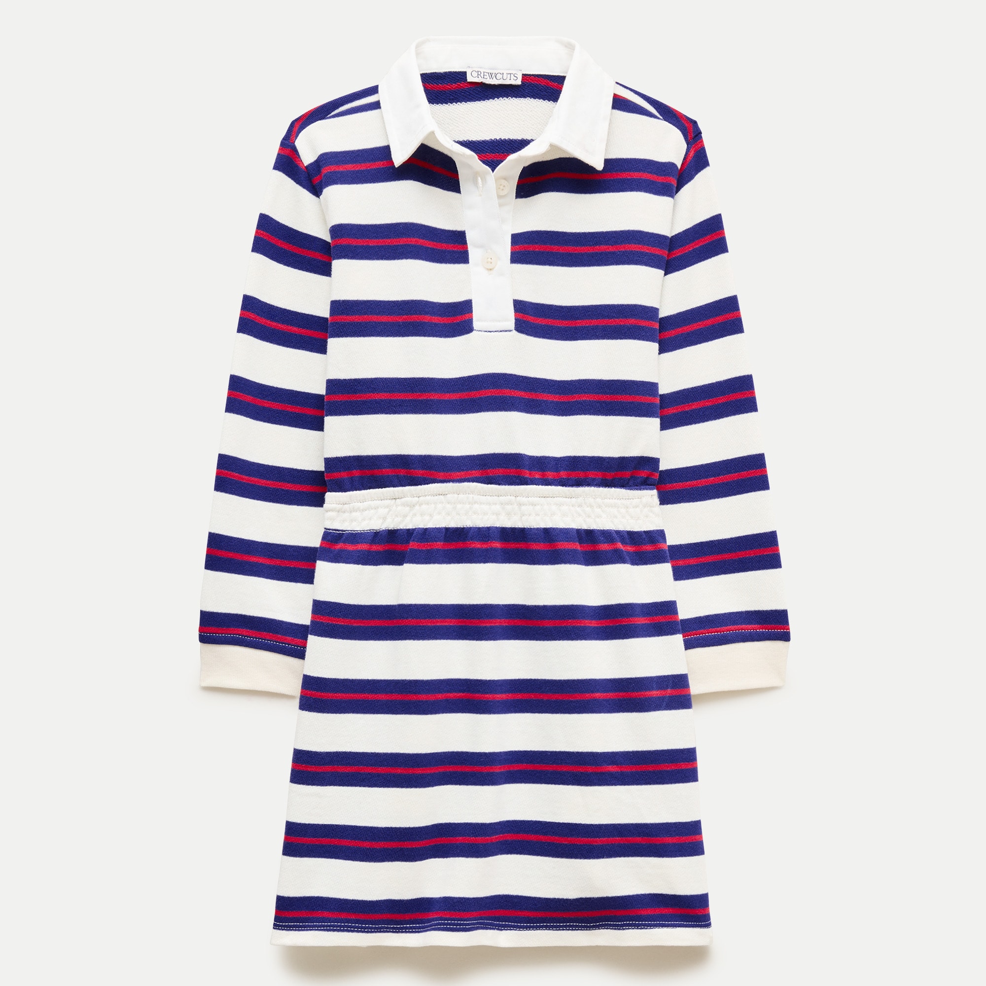 Girls' junior varsity sweatshirt-dress in stripe