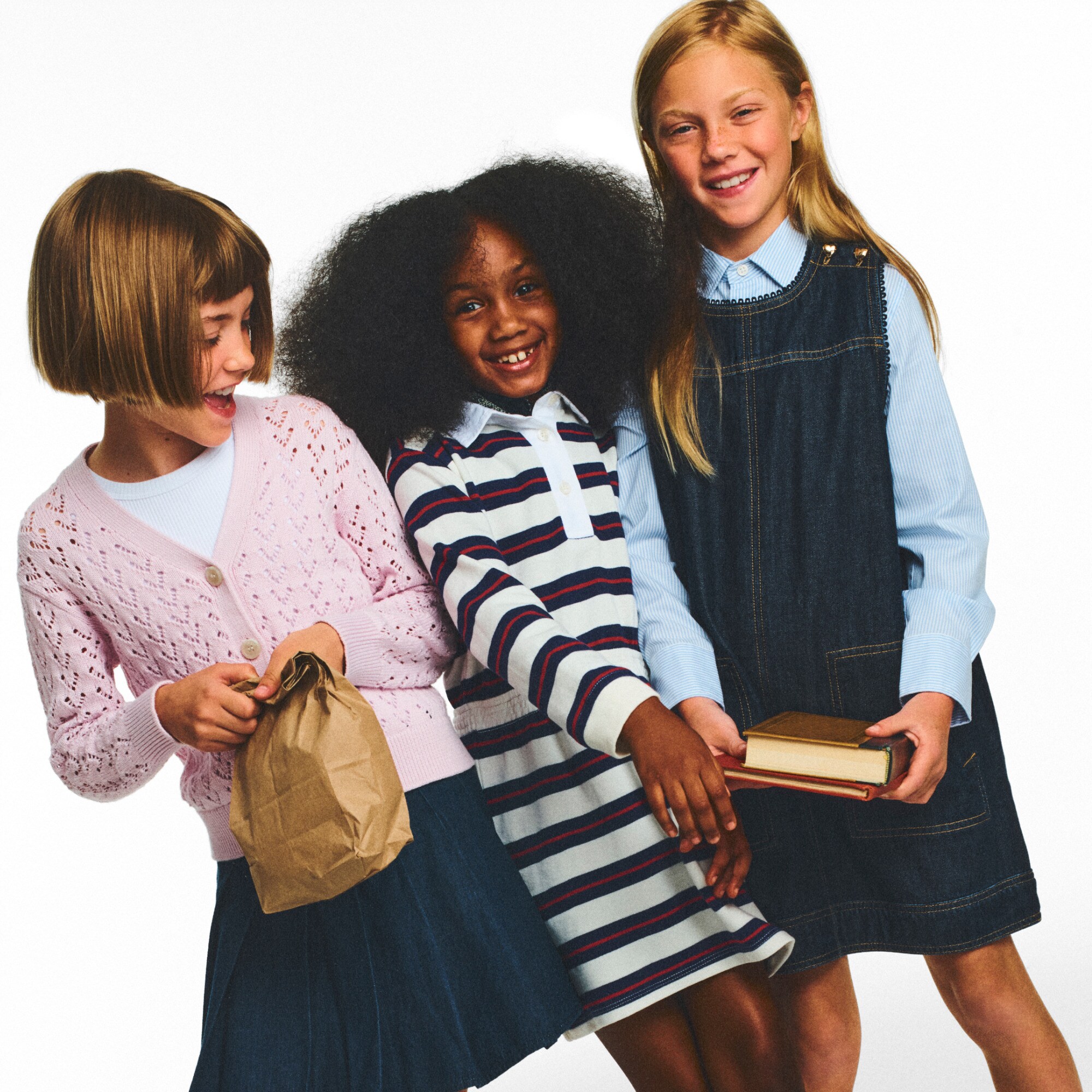 Girls' junior varsity sweatshirt-dress in stripe