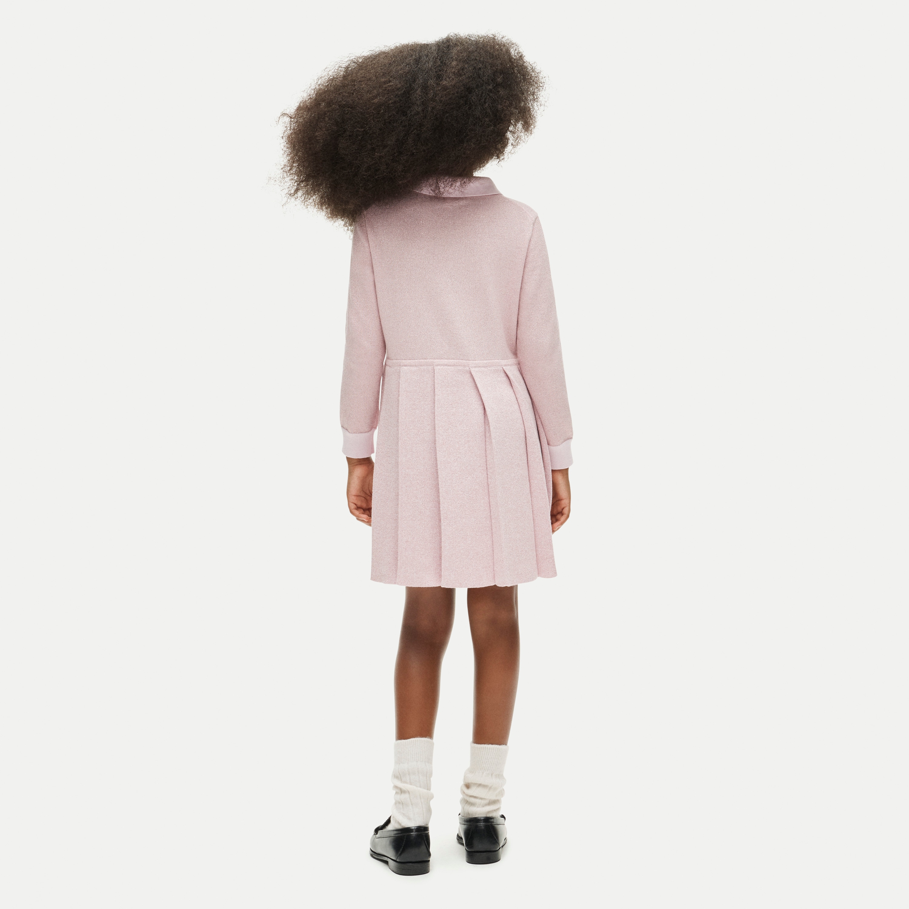 Girls' collared sweater-dress with Lurex® metallic threads