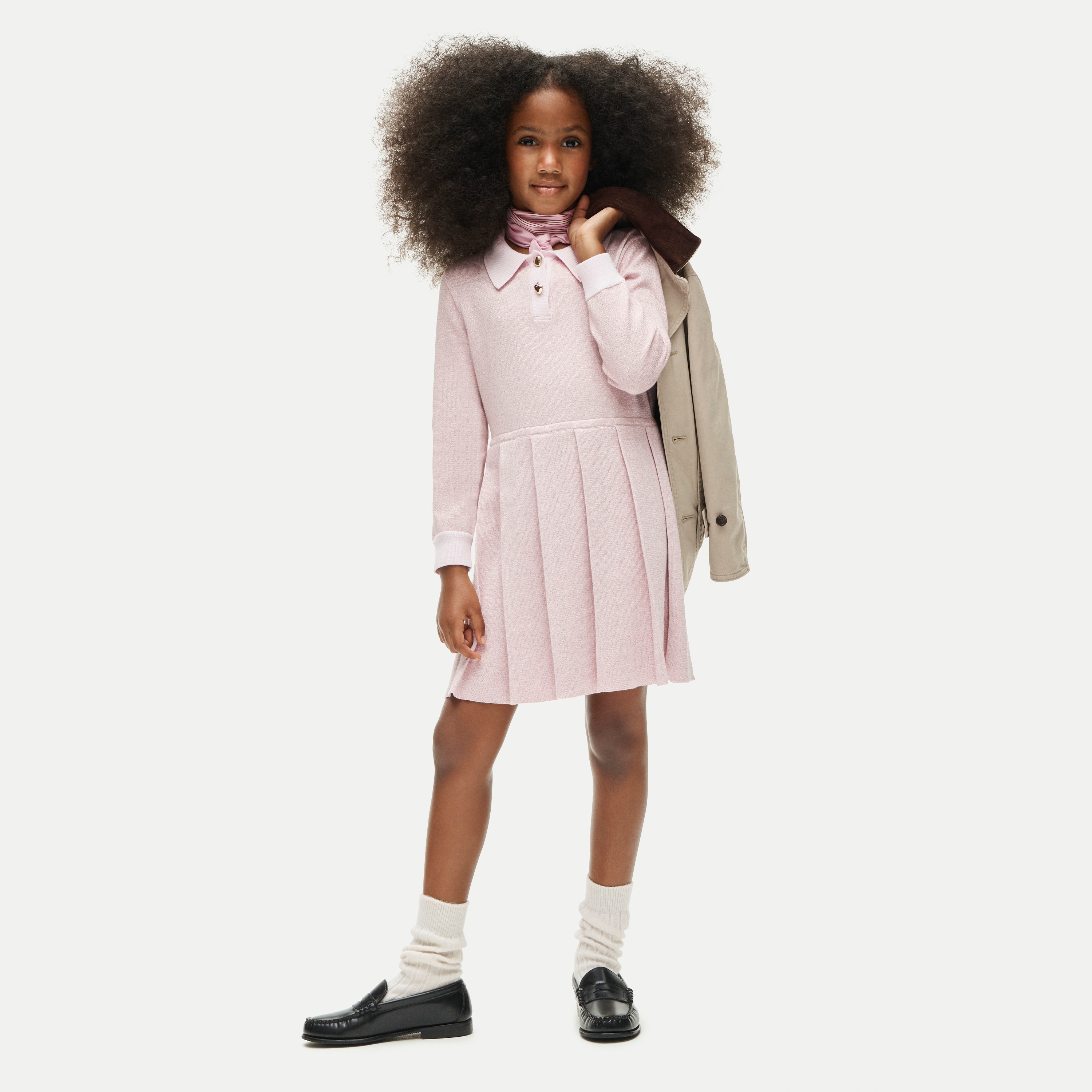 Girls' collared sweater-dress with Lurex® metallic threads