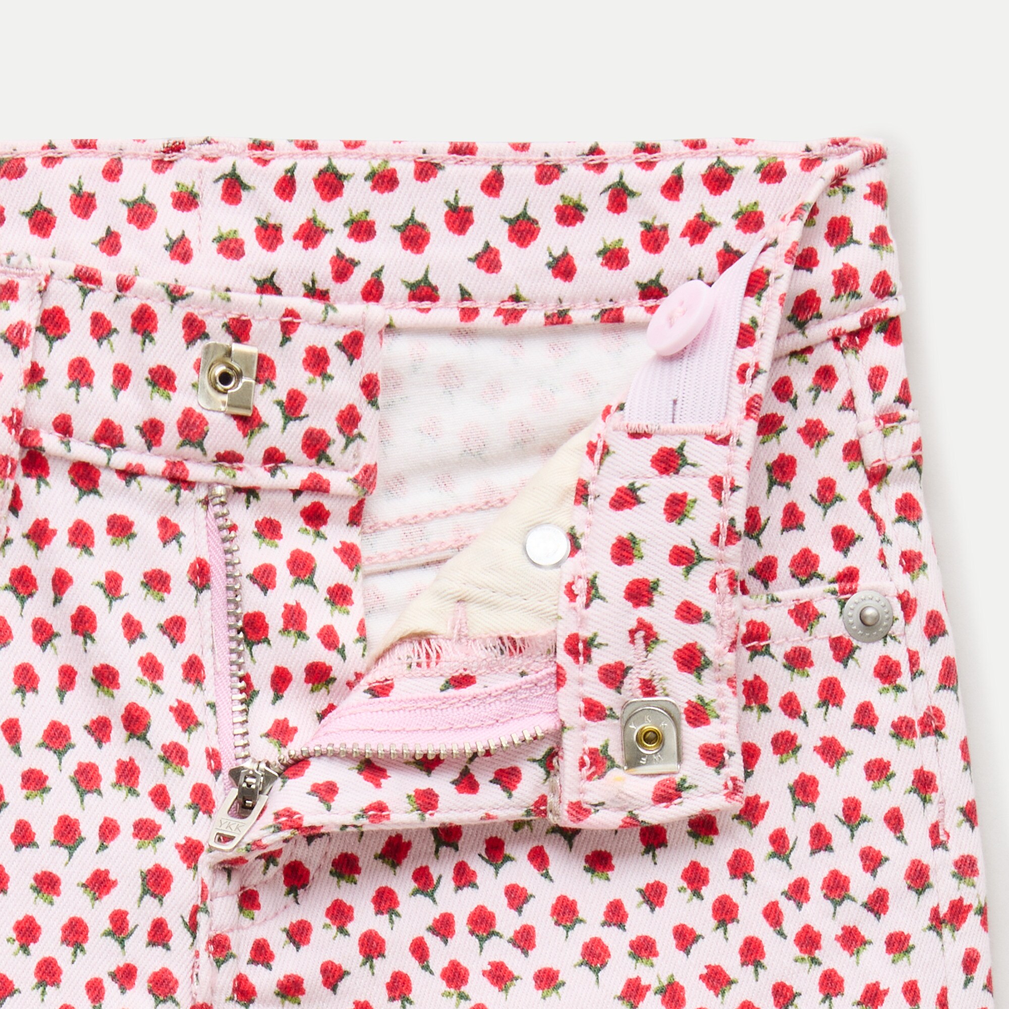 Girls' relaxed wide-leg jean in rosette print