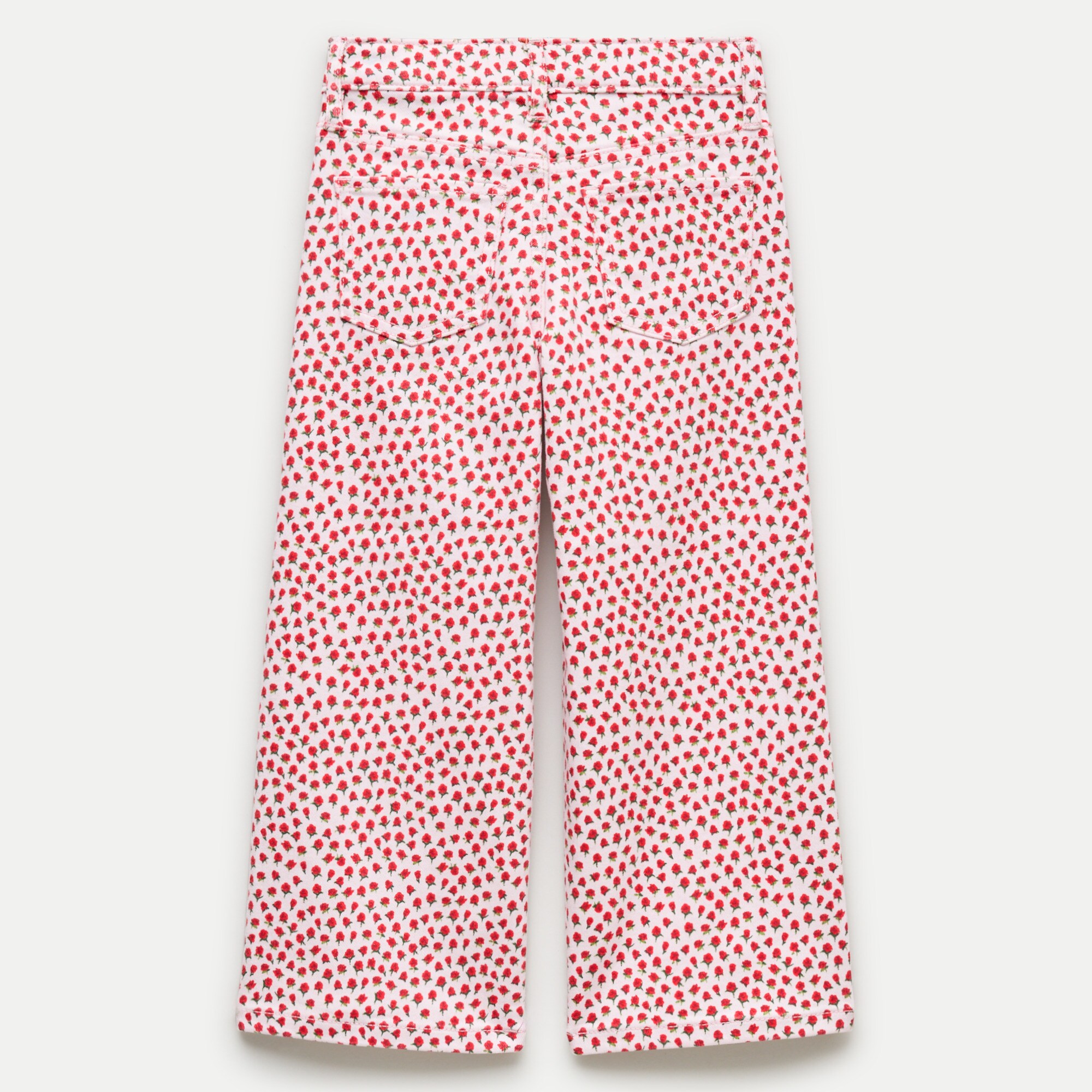 Girls' relaxed wide-leg jean in rosette print