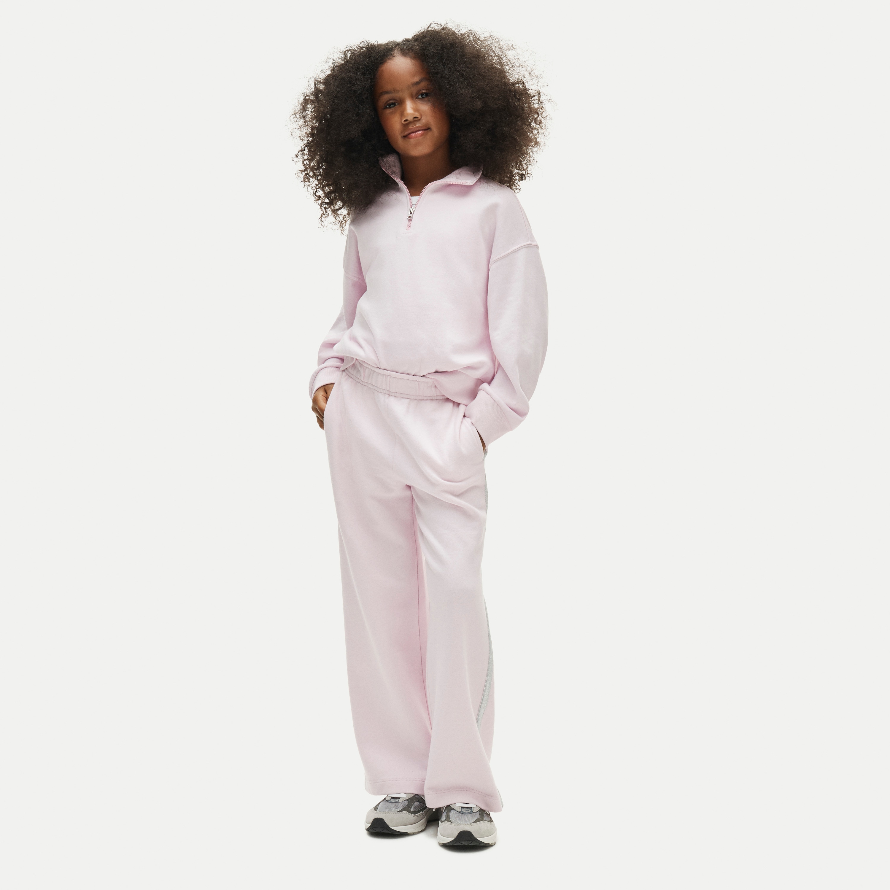 Girls' Everyday wide-leg sweatpant with Lurex® metallic threads stripe