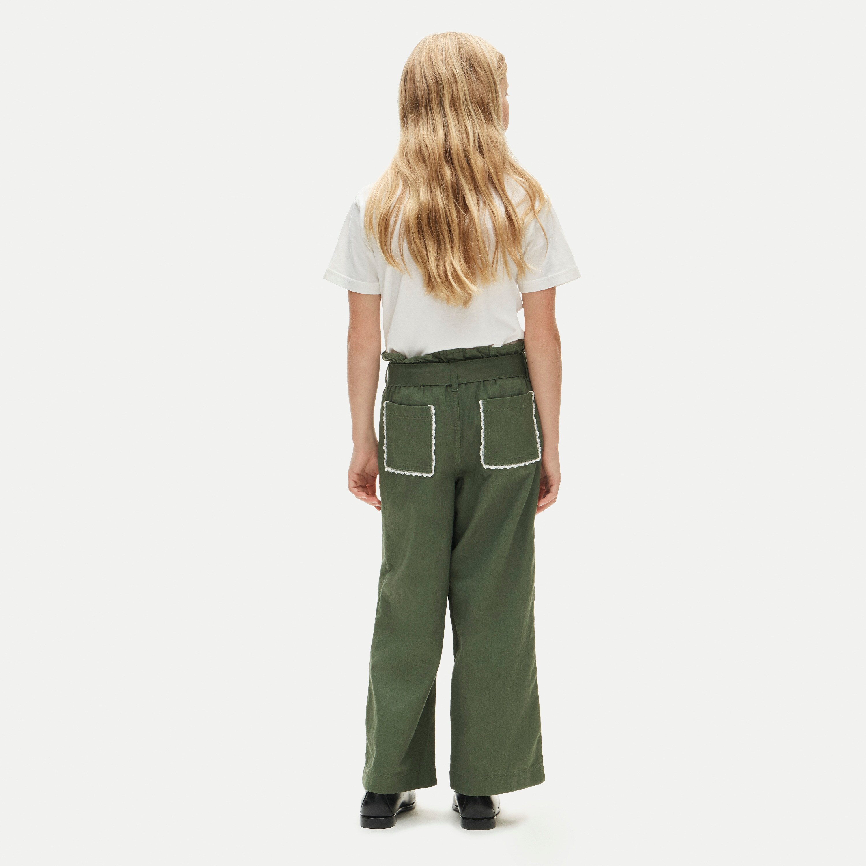Girls' tie-waist pant in twill