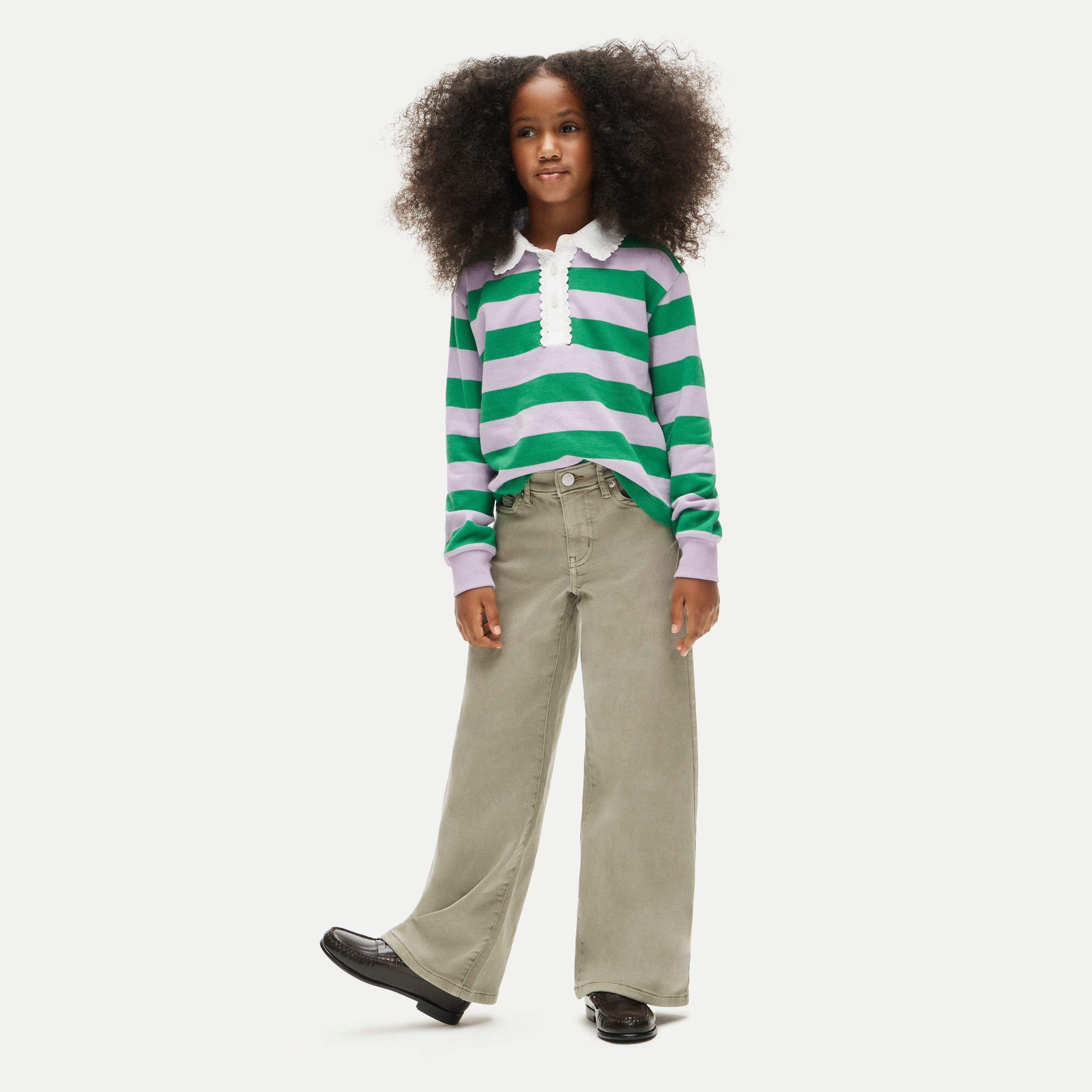 Girls' relaxed wide-leg jean in garment-dyed stretch denim