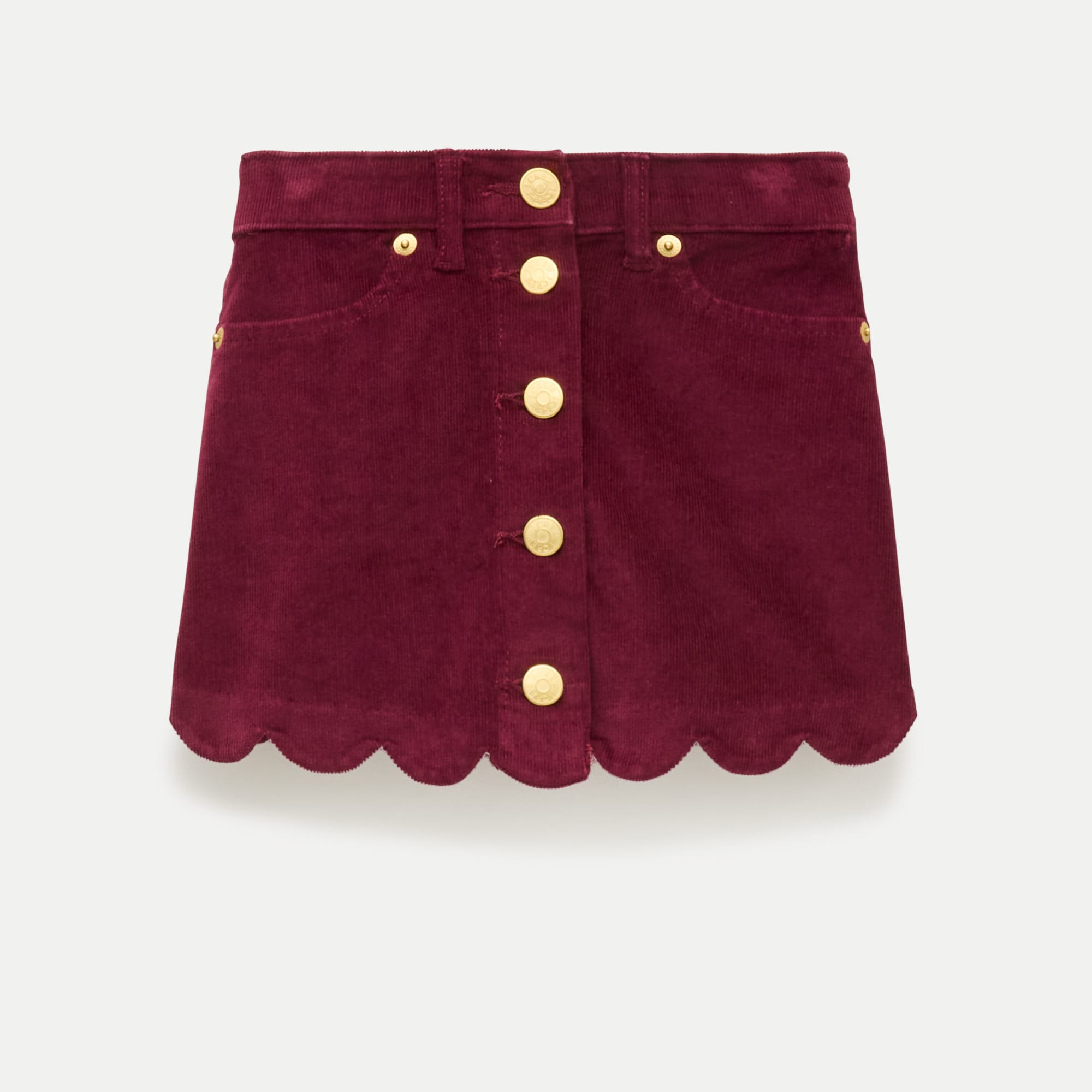 Girls' scallop-trim skirt in corduroy