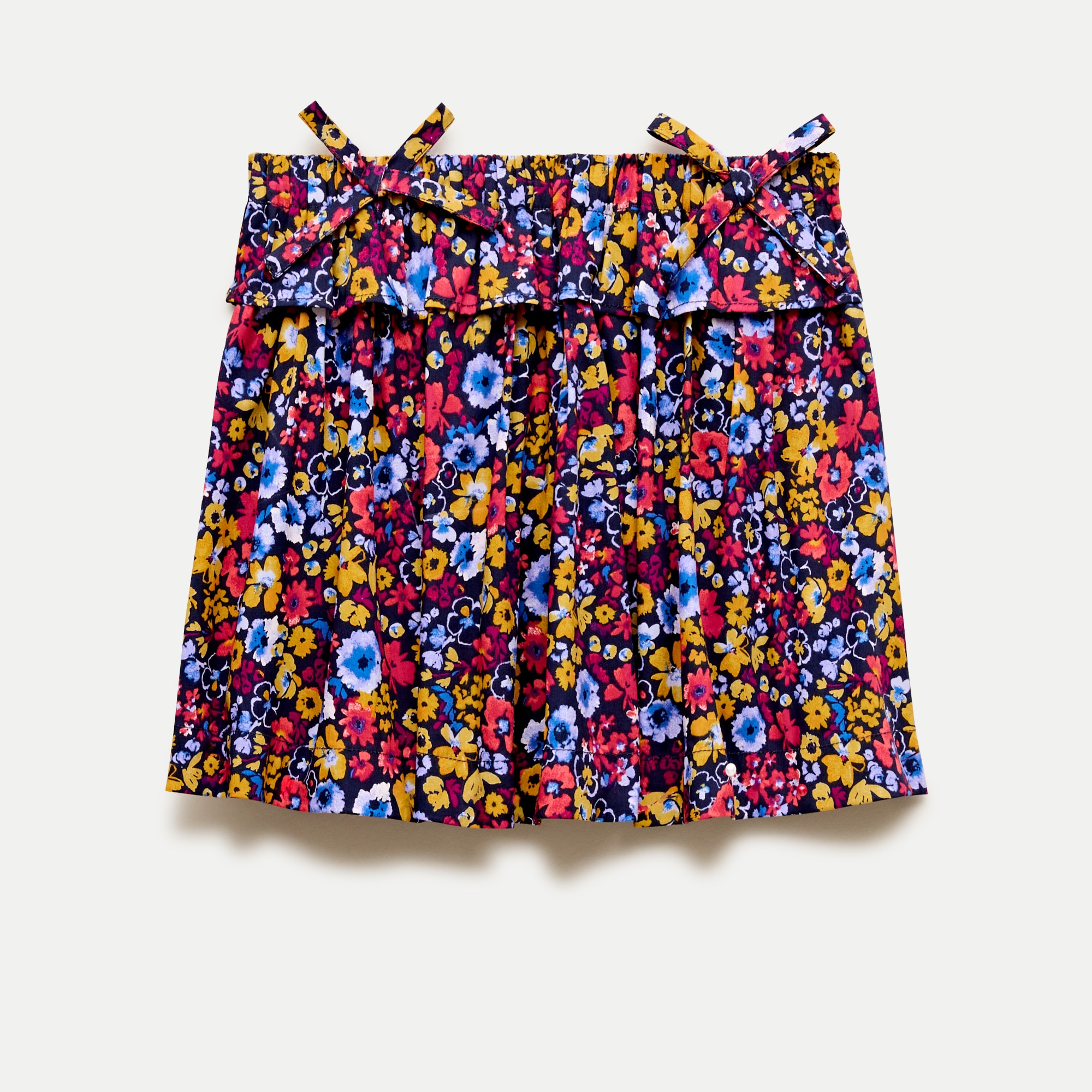 Girls' ruffle pull-on skirt in autumn floral