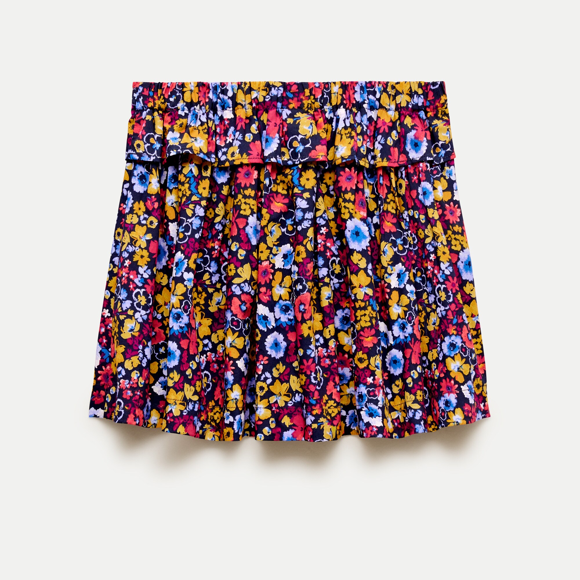 Girls' ruffle pull-on skirt in autumn floral