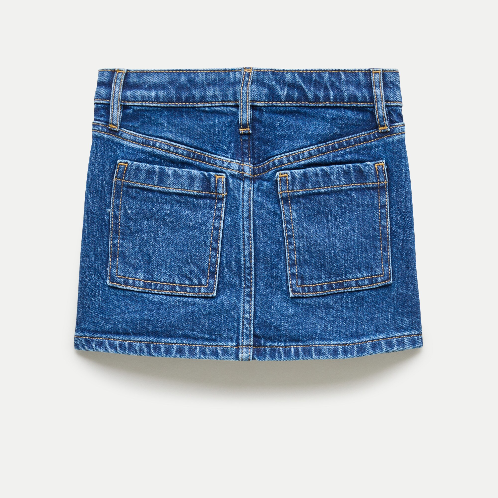 Girls' embellished heart-pocket denim skirt