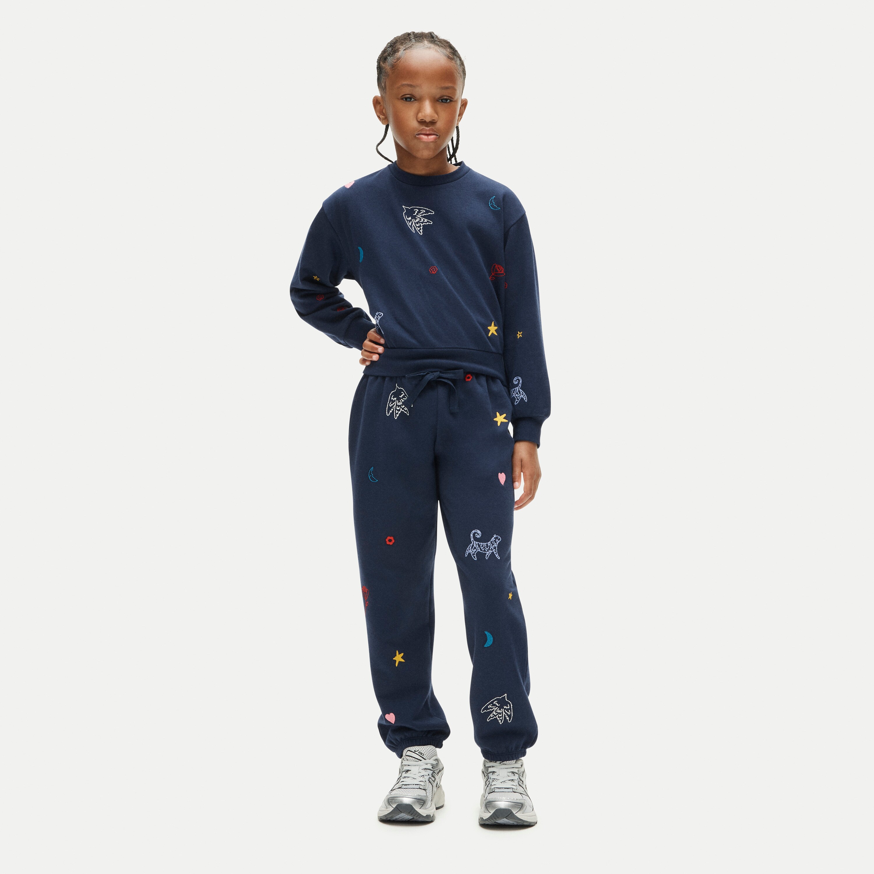 Girls' everyday sweatpant in embellished cozy rib