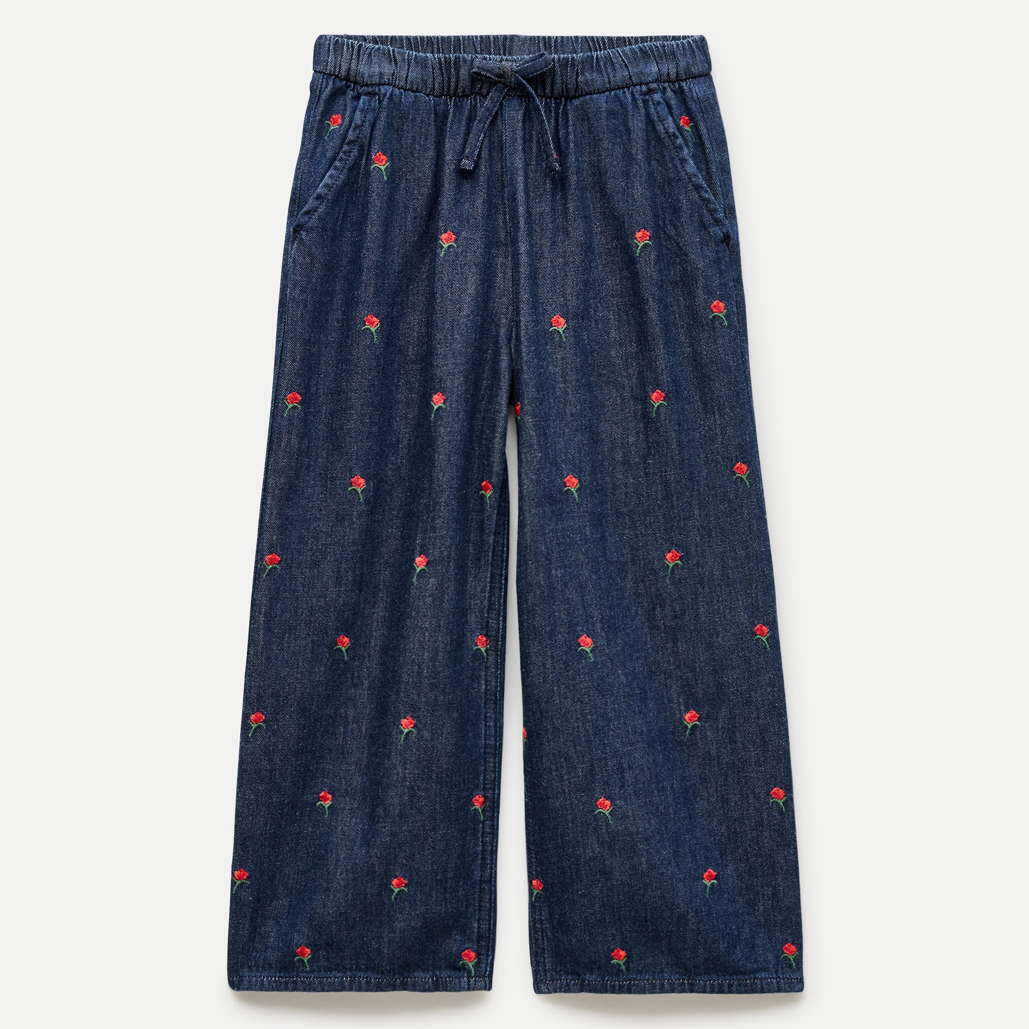 Girls' Cosmo pant in embroidered drapey denim