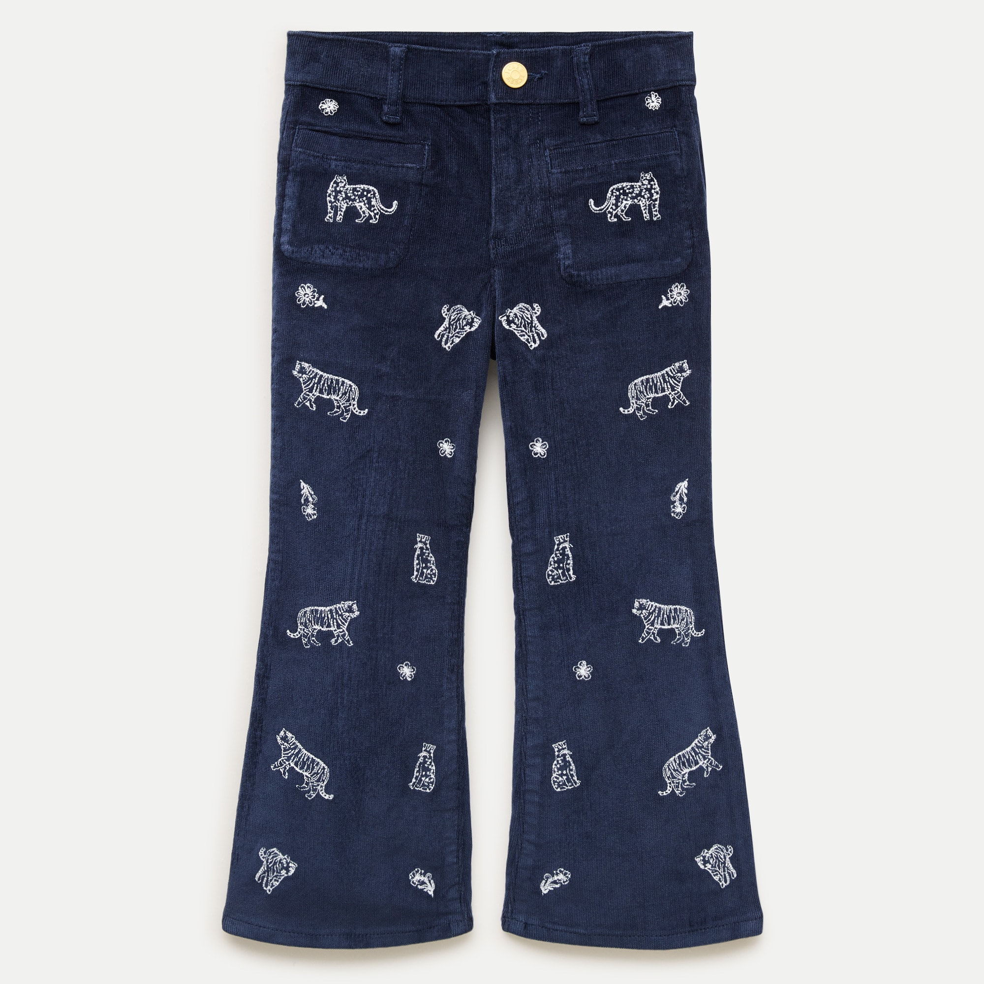 Girls' flare corduroy pant with embroidery