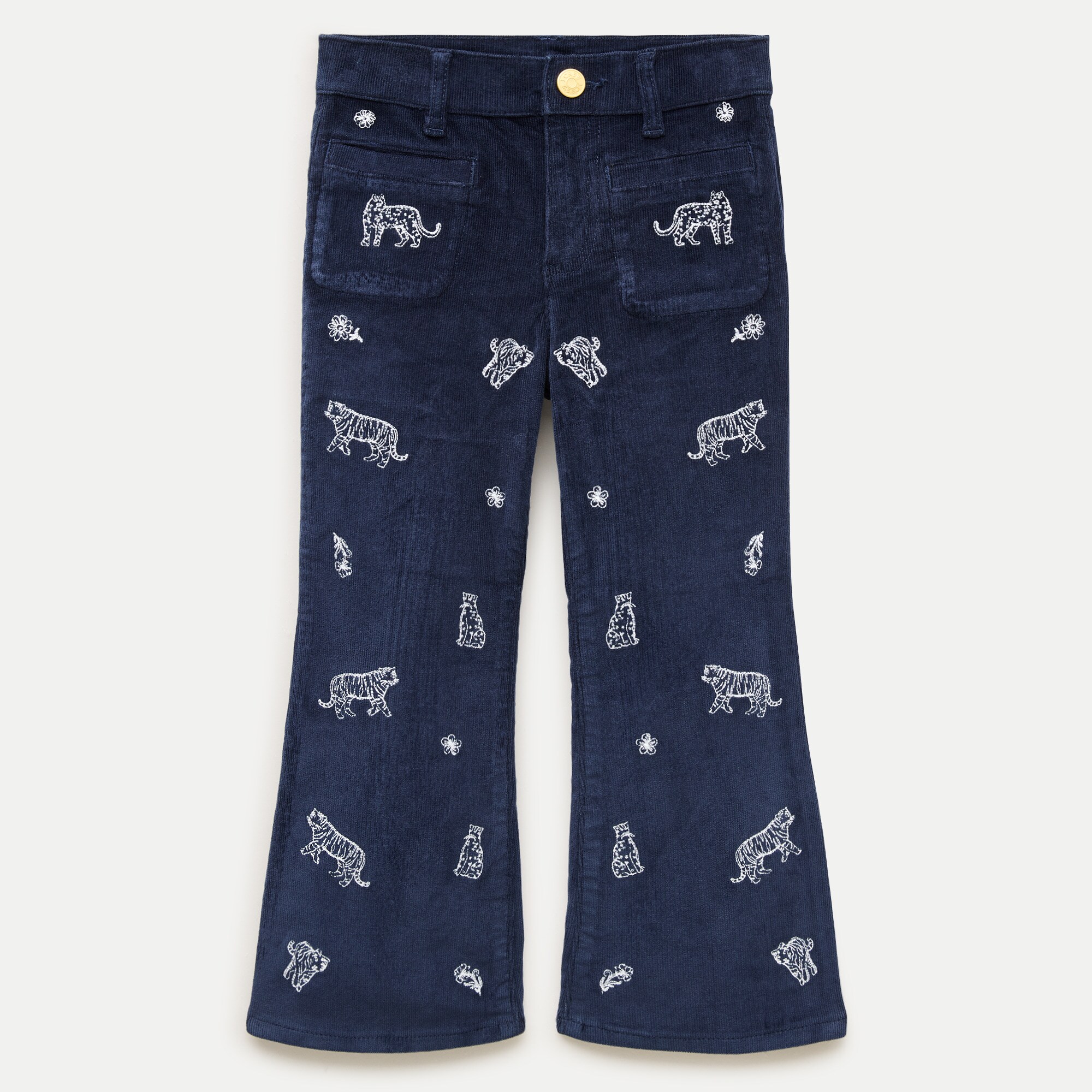 Girls' flare corduroy pant with embroidery