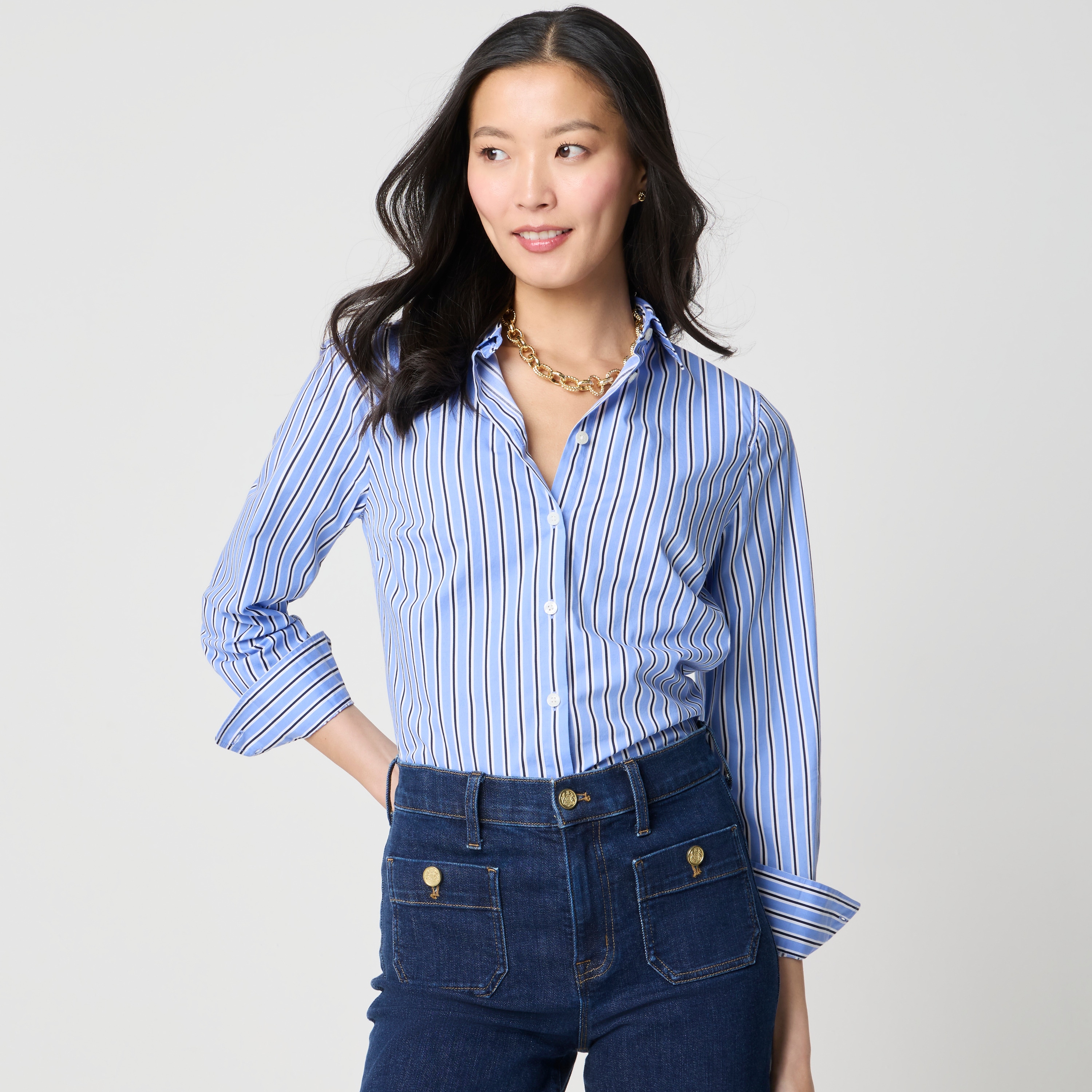 Poplin button-up shirt signature fit