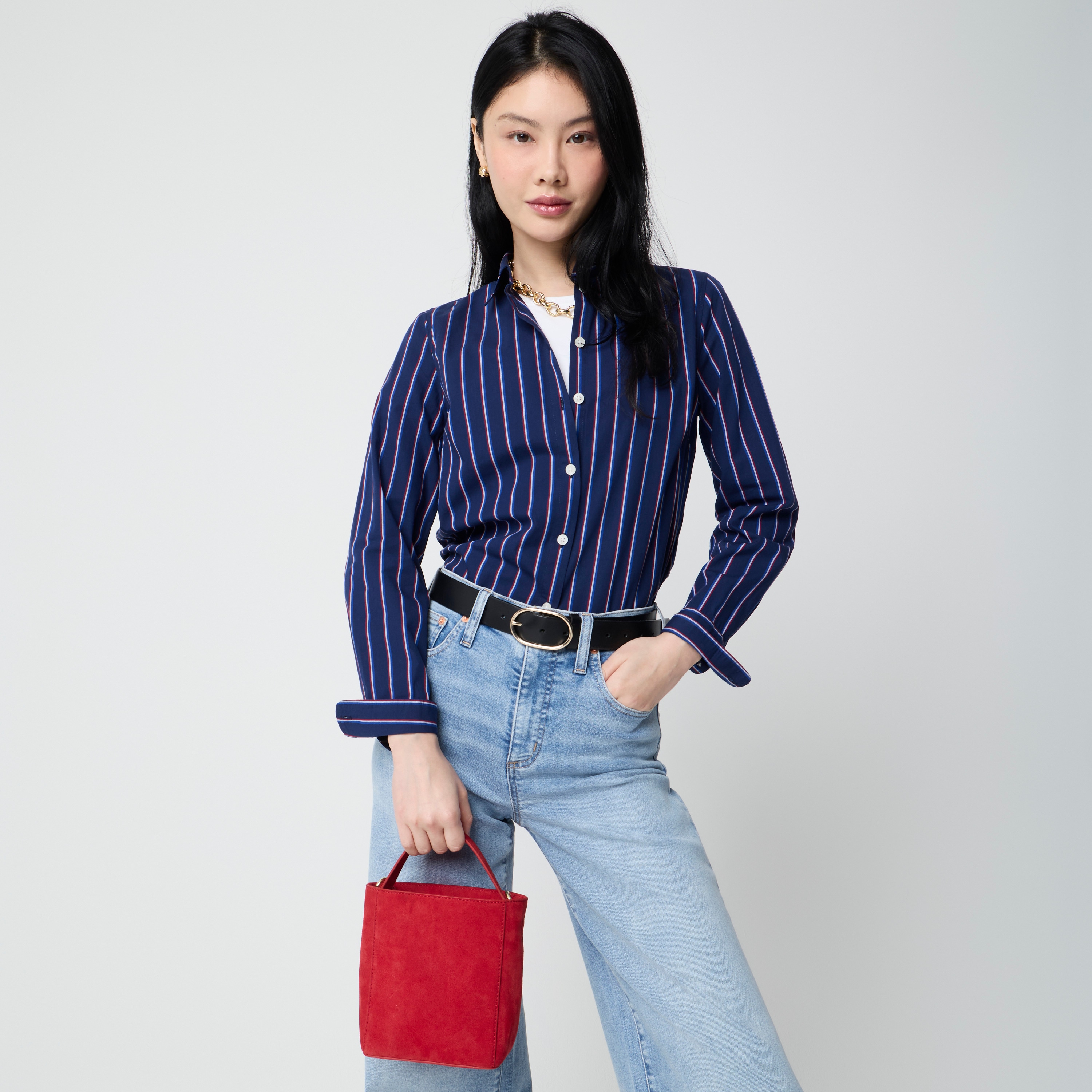 Poplin button-up shirt signature fit