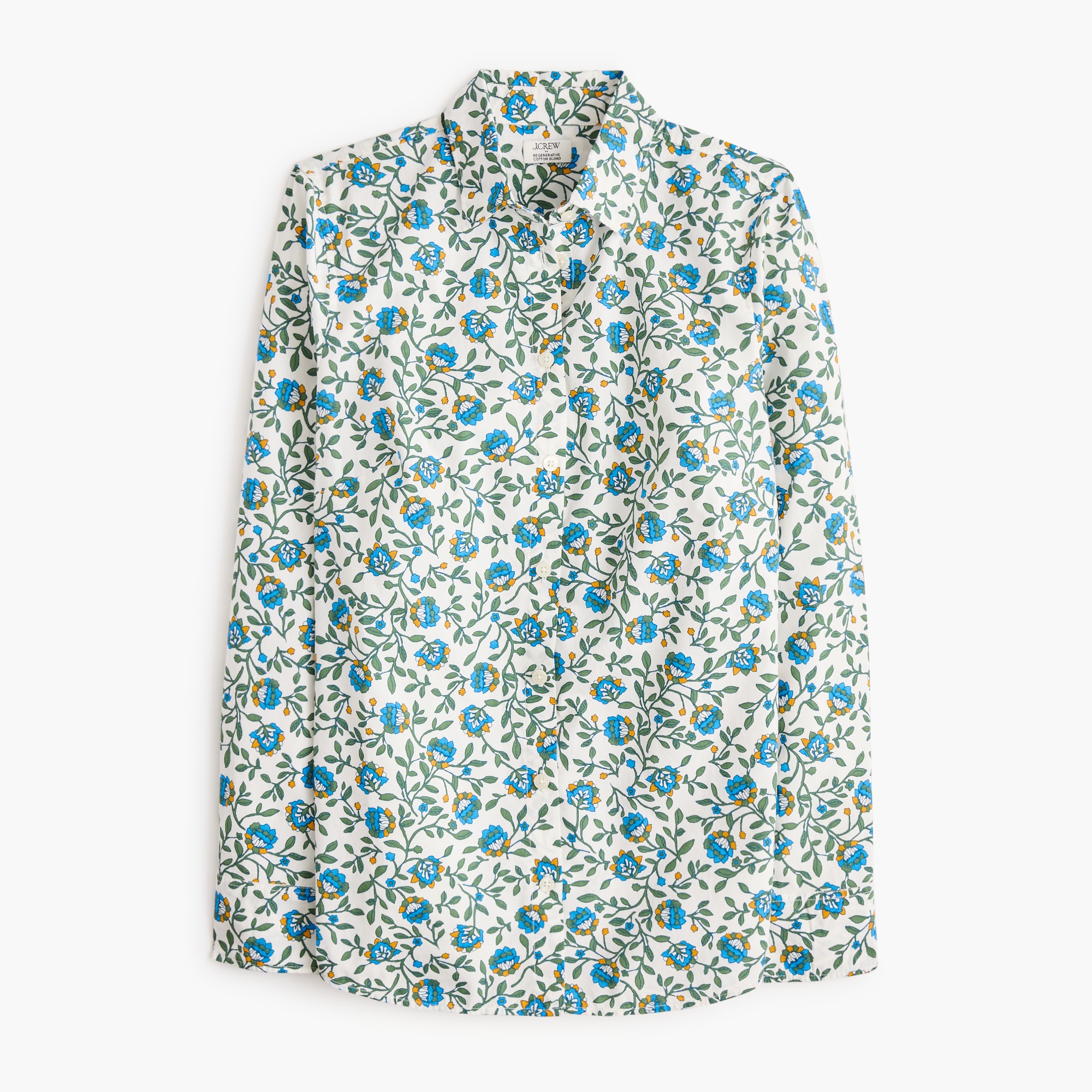 Printed poplin button-up shirt signature fit