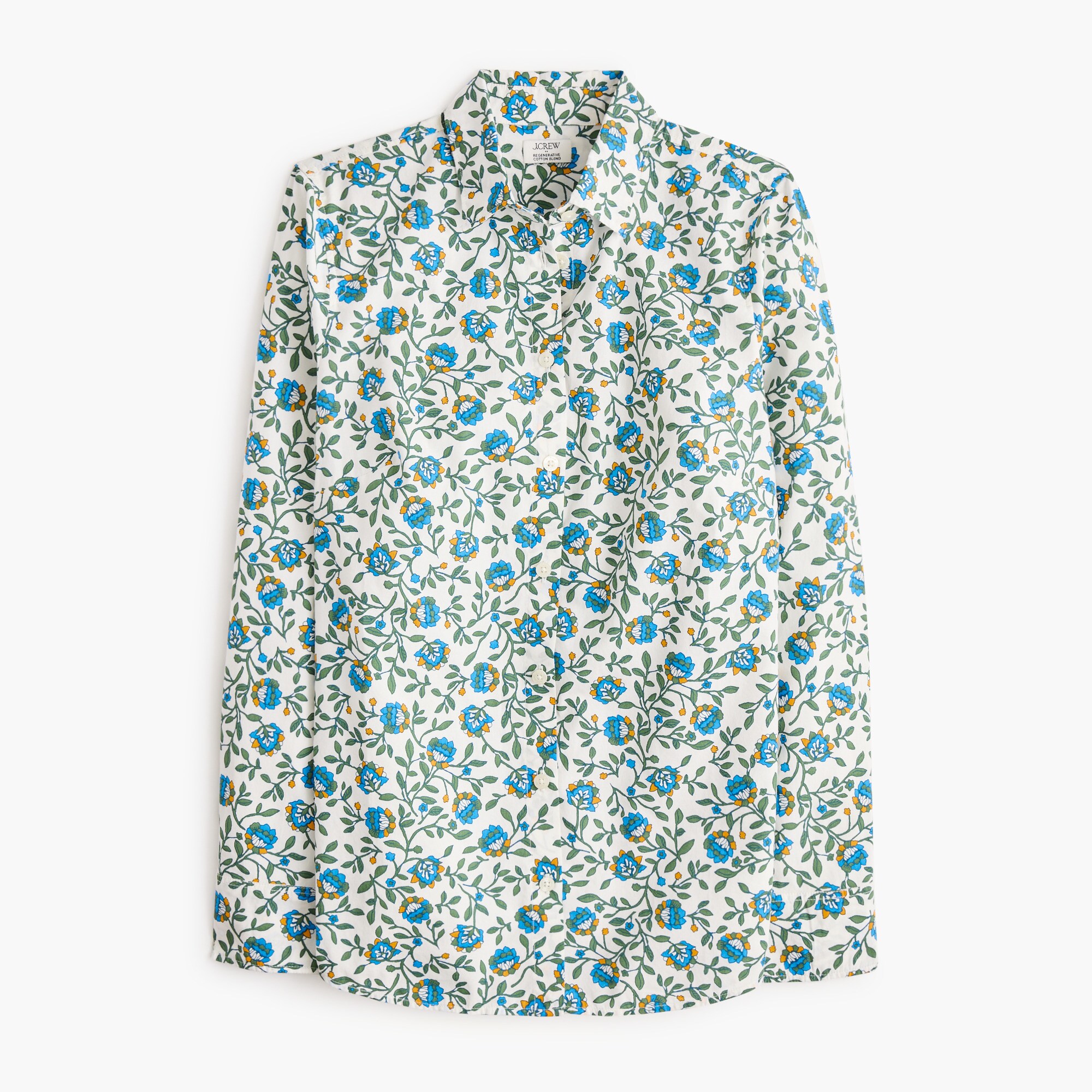 Printed poplin button-up shirt in signature fit