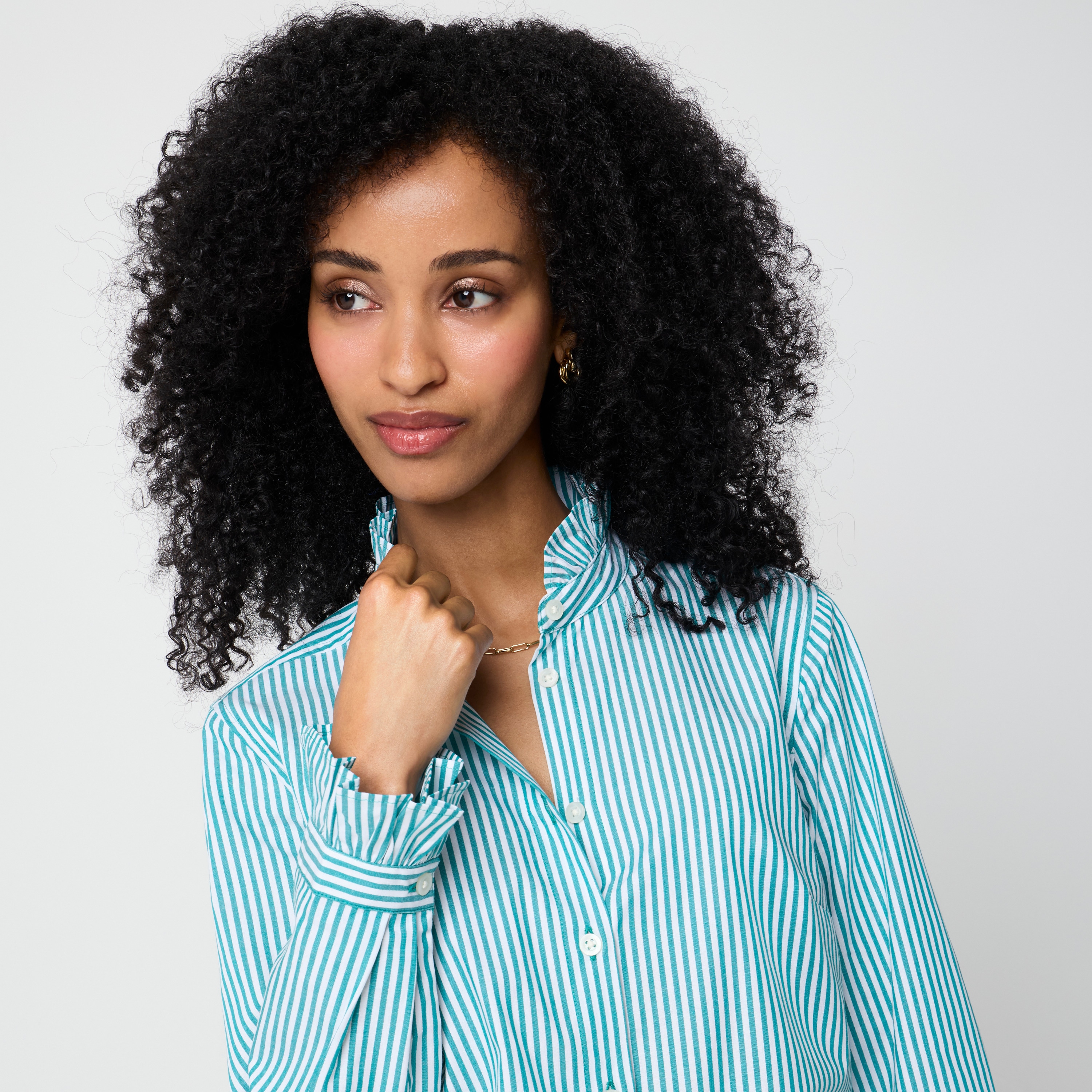 Ruffle button-up shirt