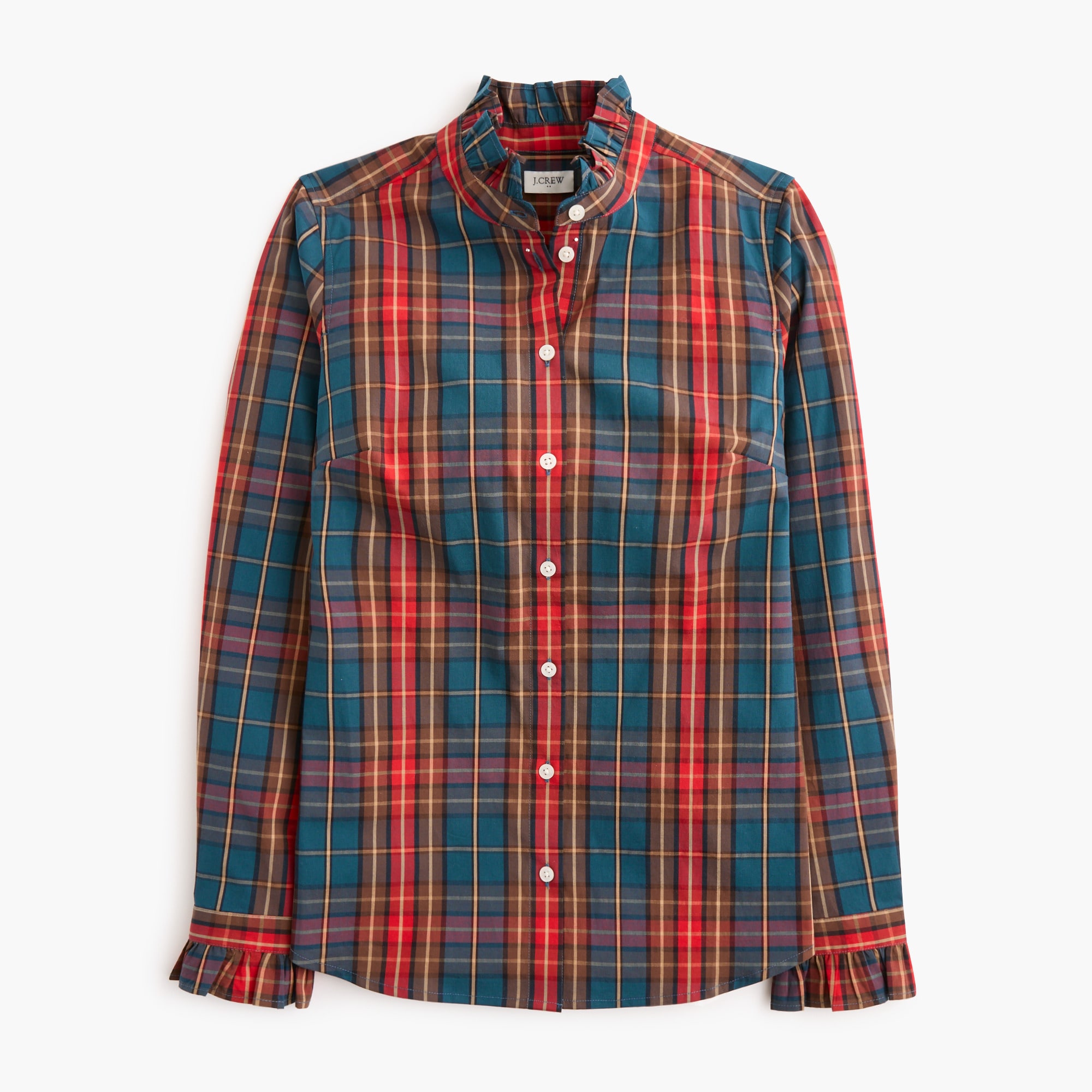 Ruffle button-up shirt
