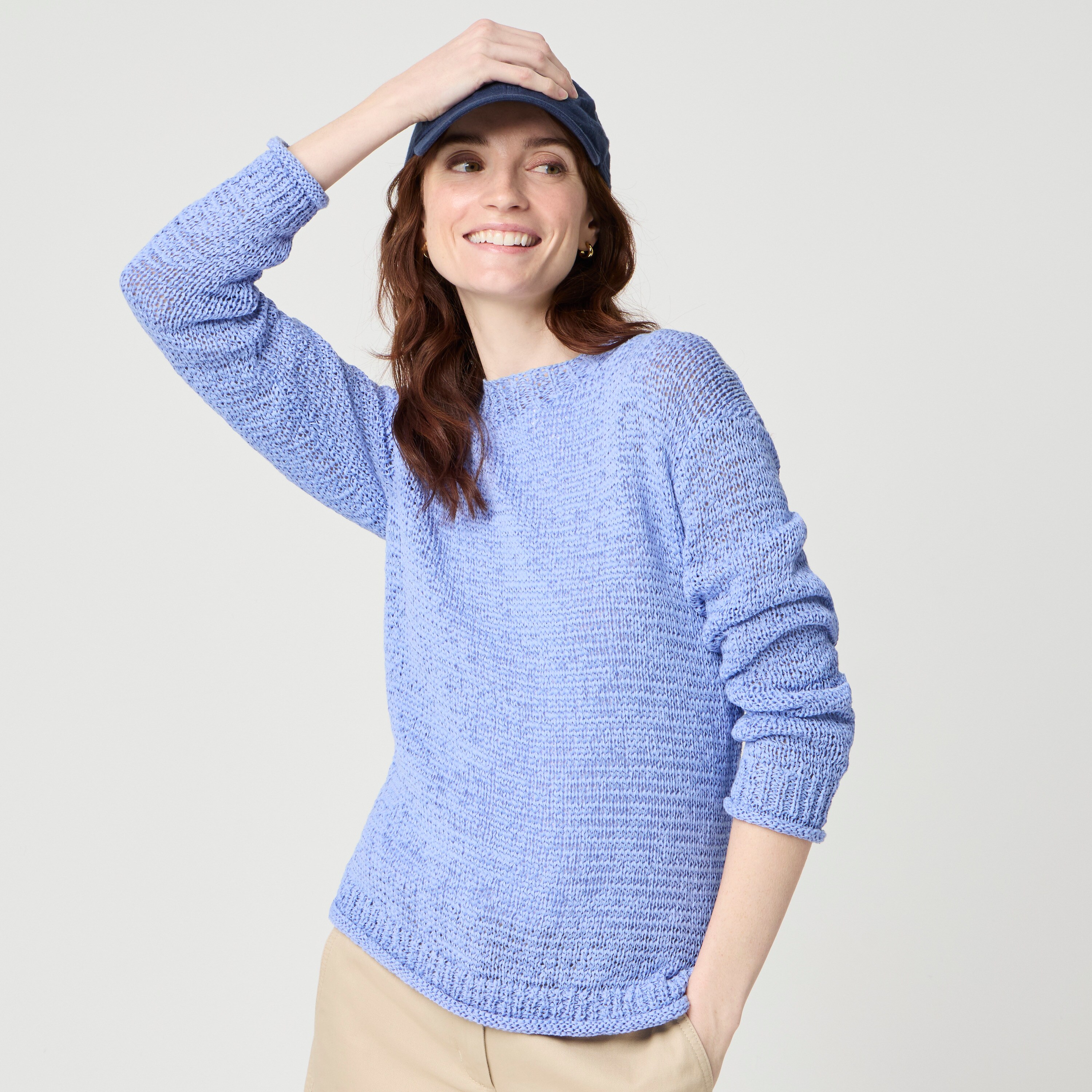 Tape yarn crewneck sweater