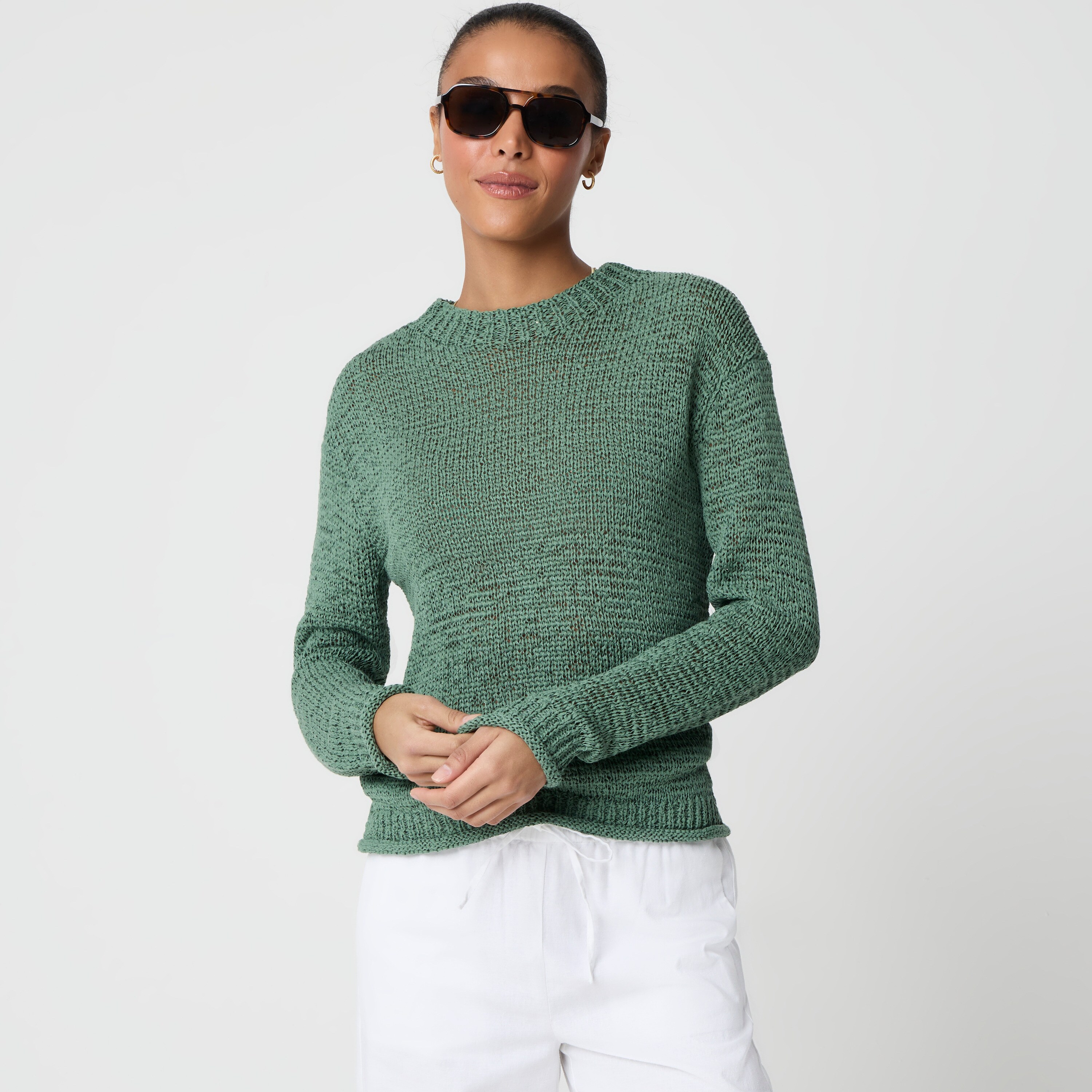 Tape-yarn Crewneck Sweater For Women | Factory