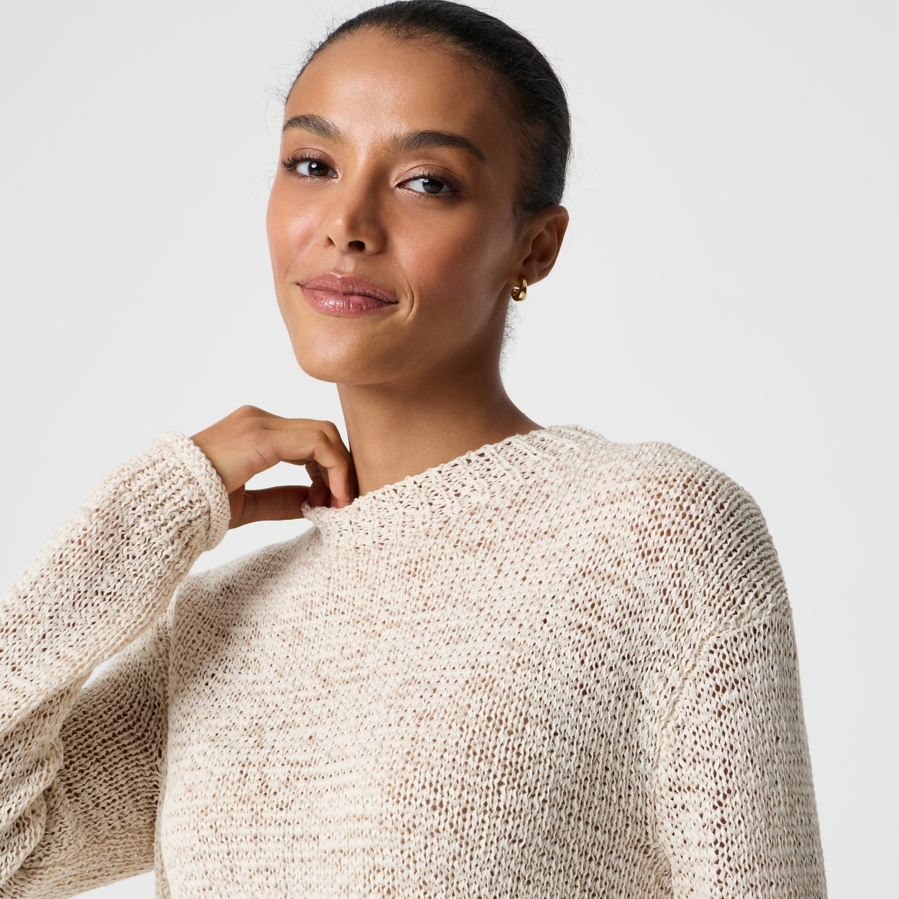 Tape yarn crewneck sweater
