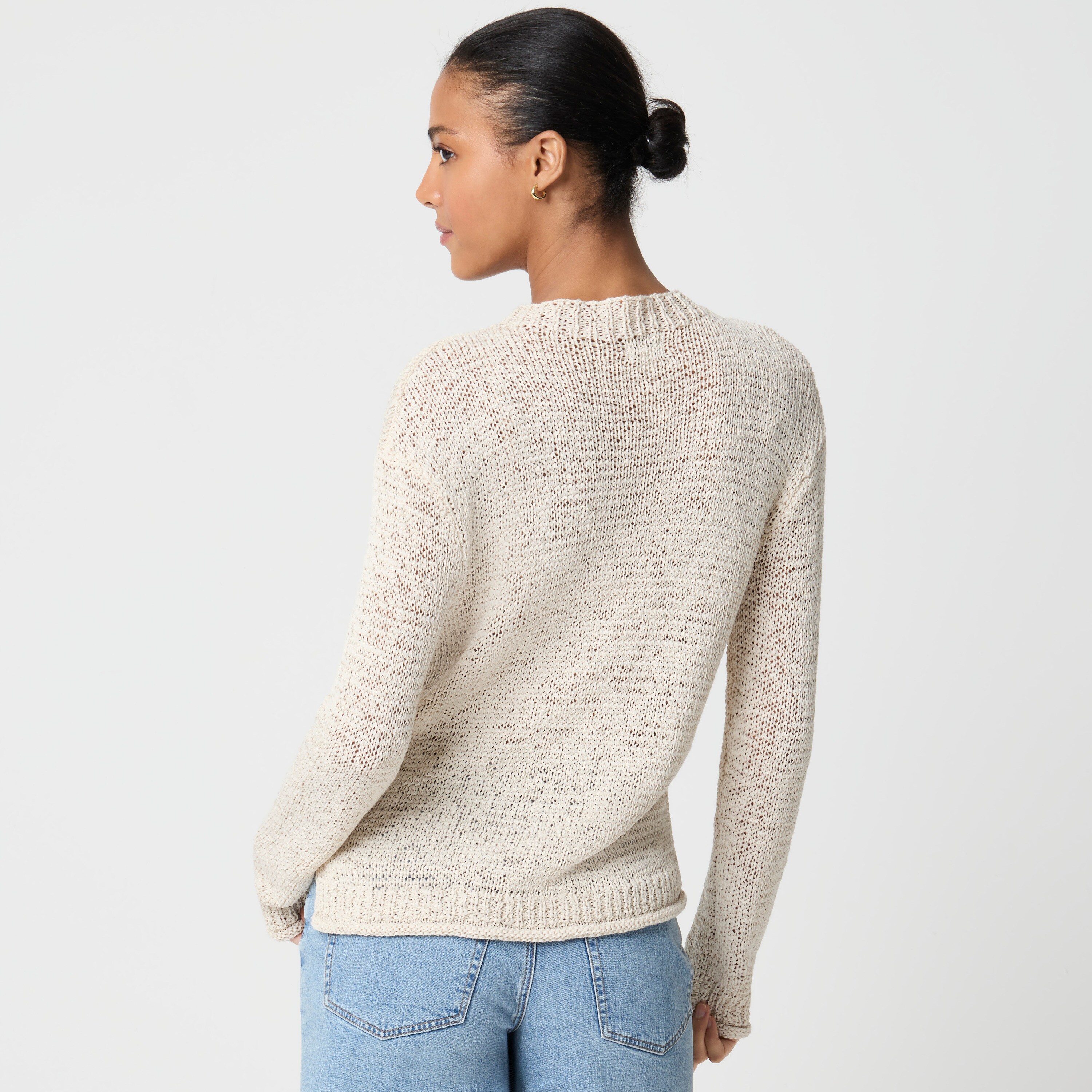 Tape yarn crewneck sweater
