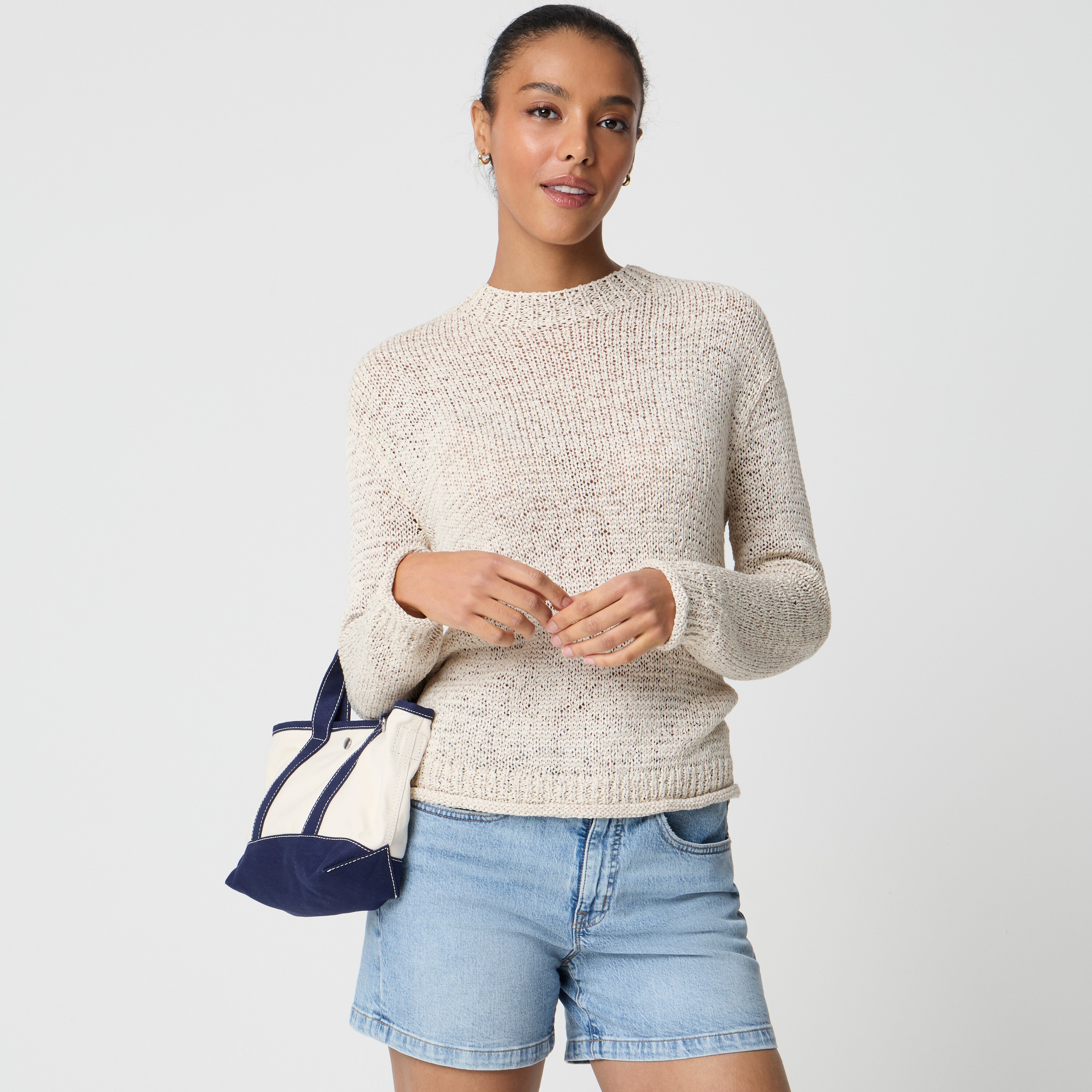 Tape yarn crewneck sweater