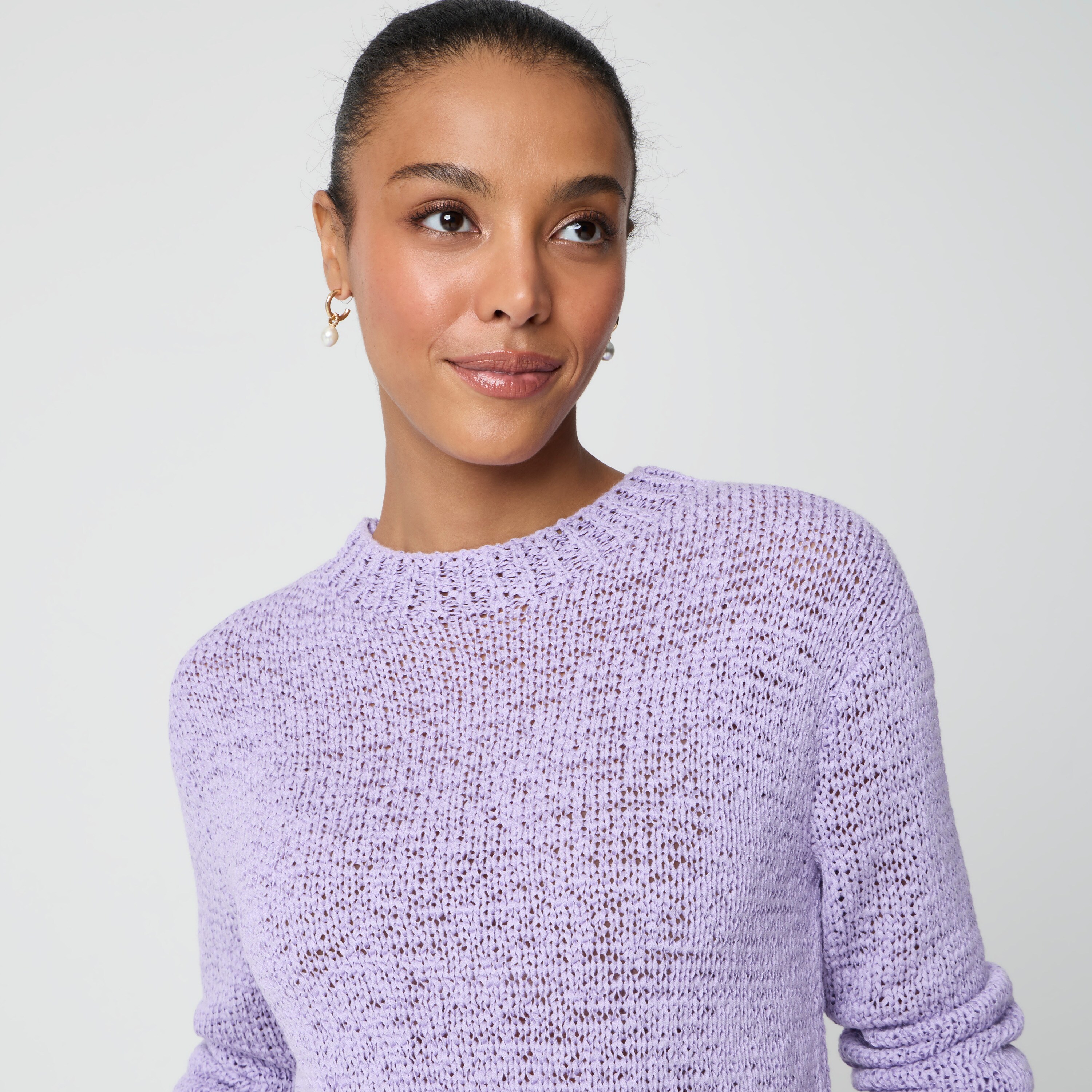 Tape yarn crewneck sweater