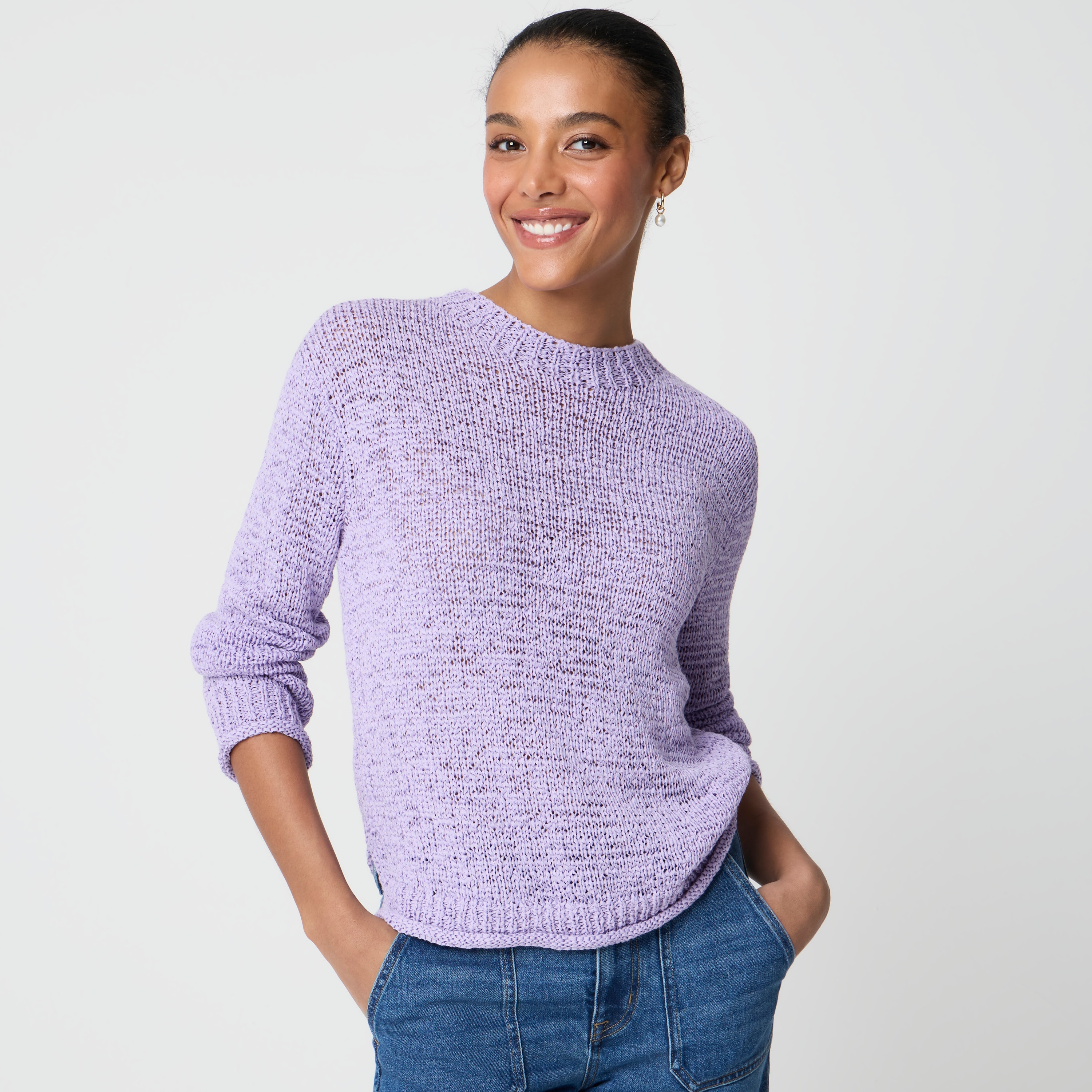 Tape yarn crewneck sweater