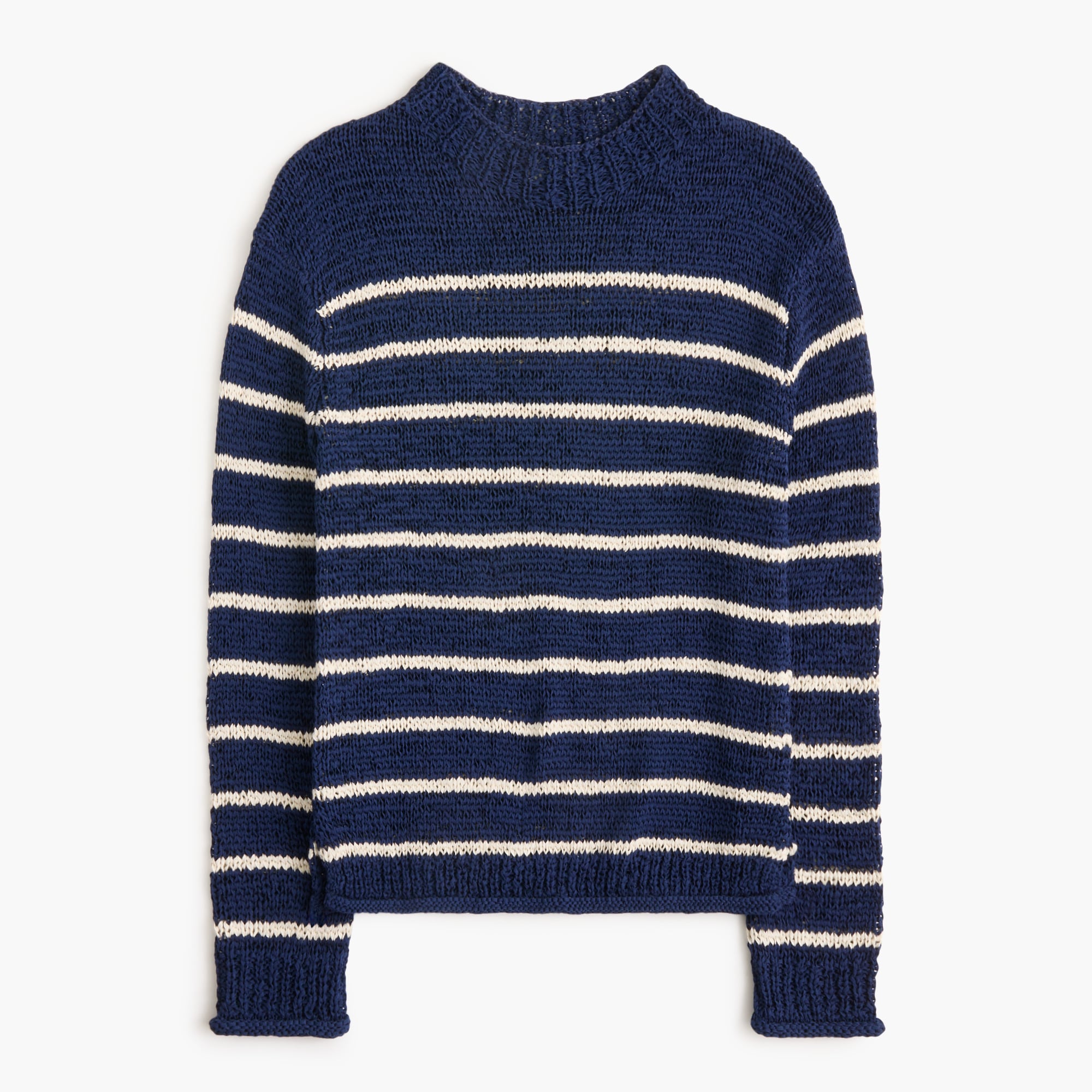 Striped tape yarn crewneck sweater