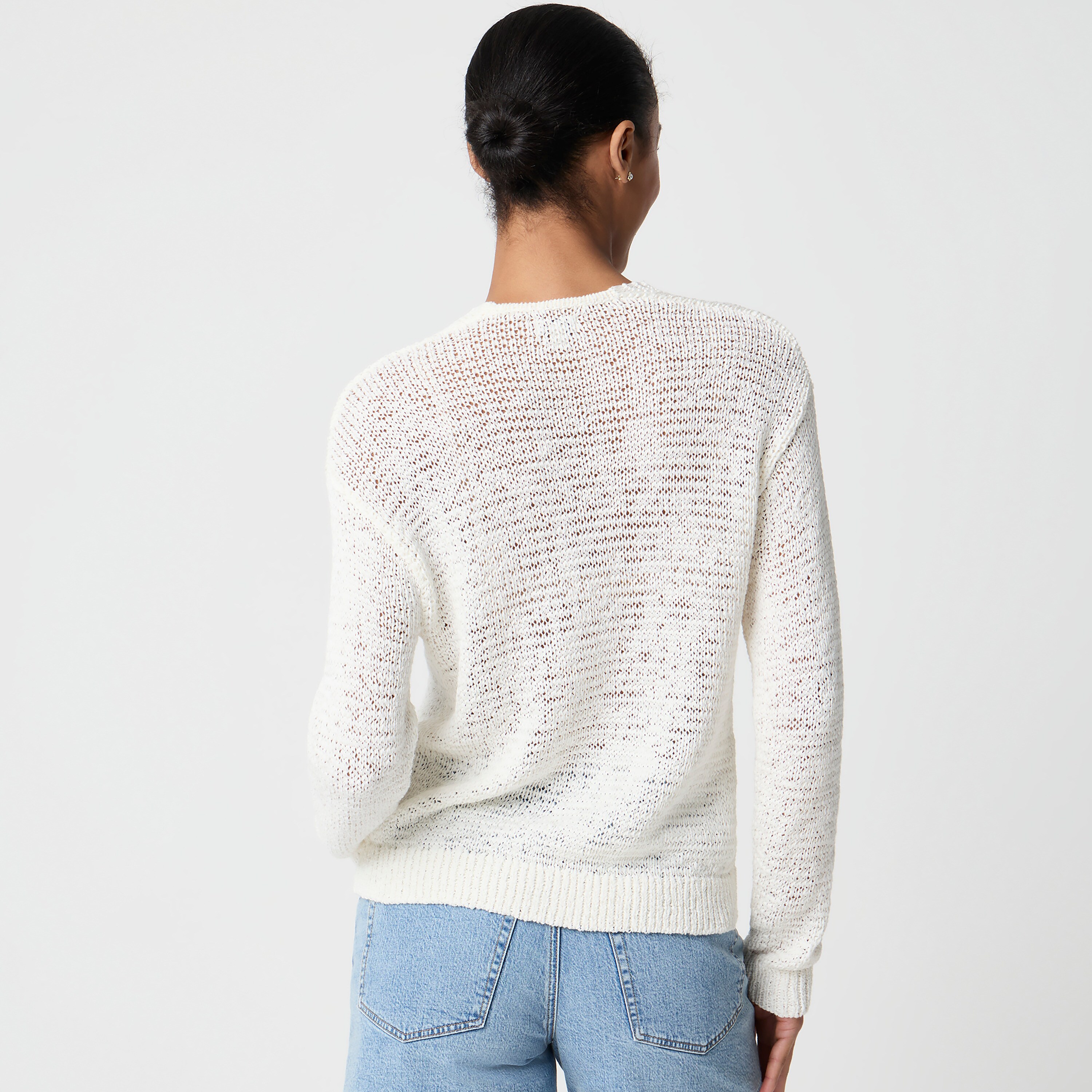 Tape yarn cardigan sweater