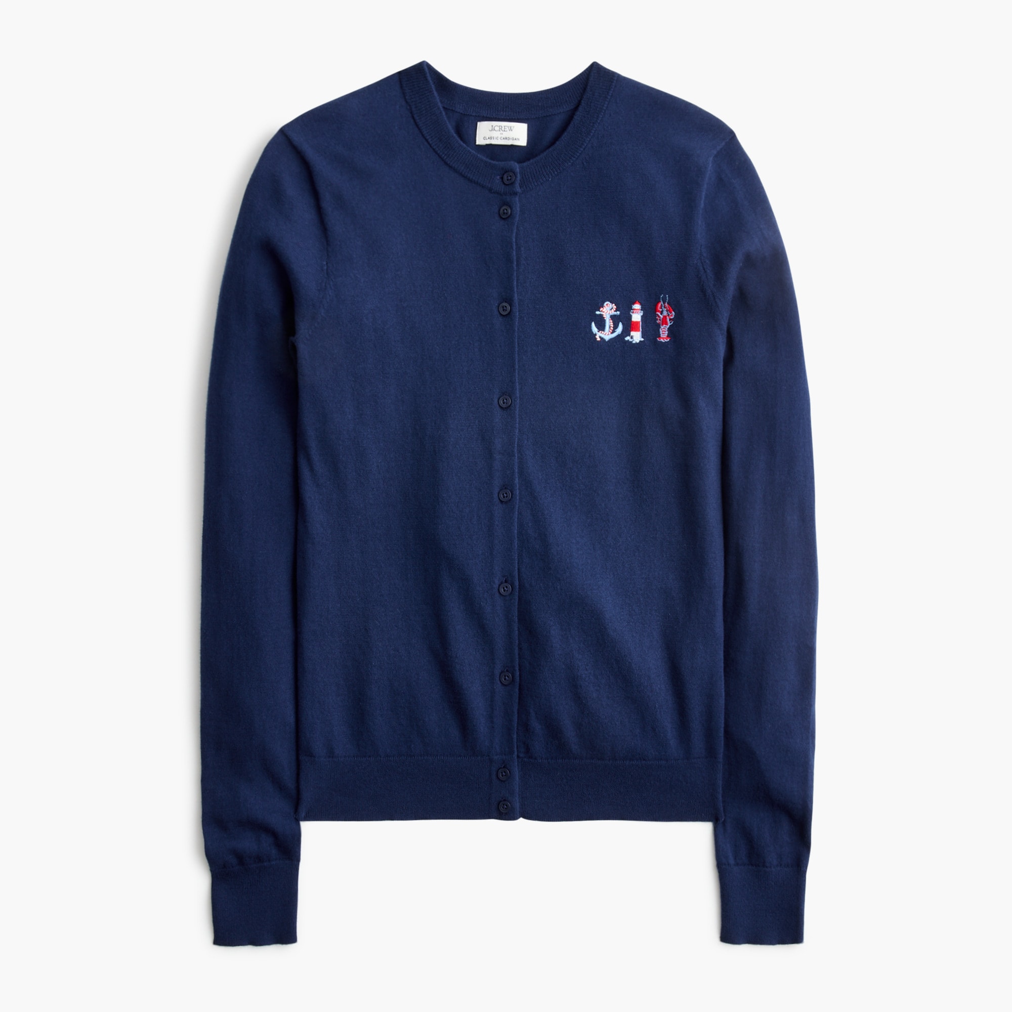 100% cotton Embroidered classic cardigan sweater