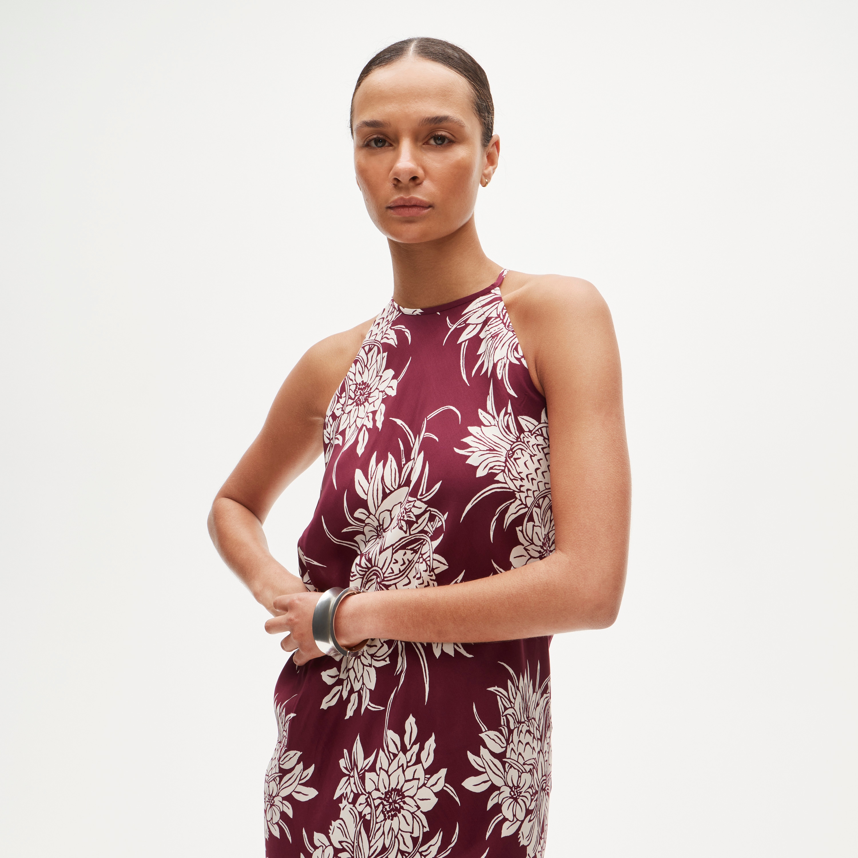 Halter dress in pineapple garden&ndash;print viscose twill - image 3