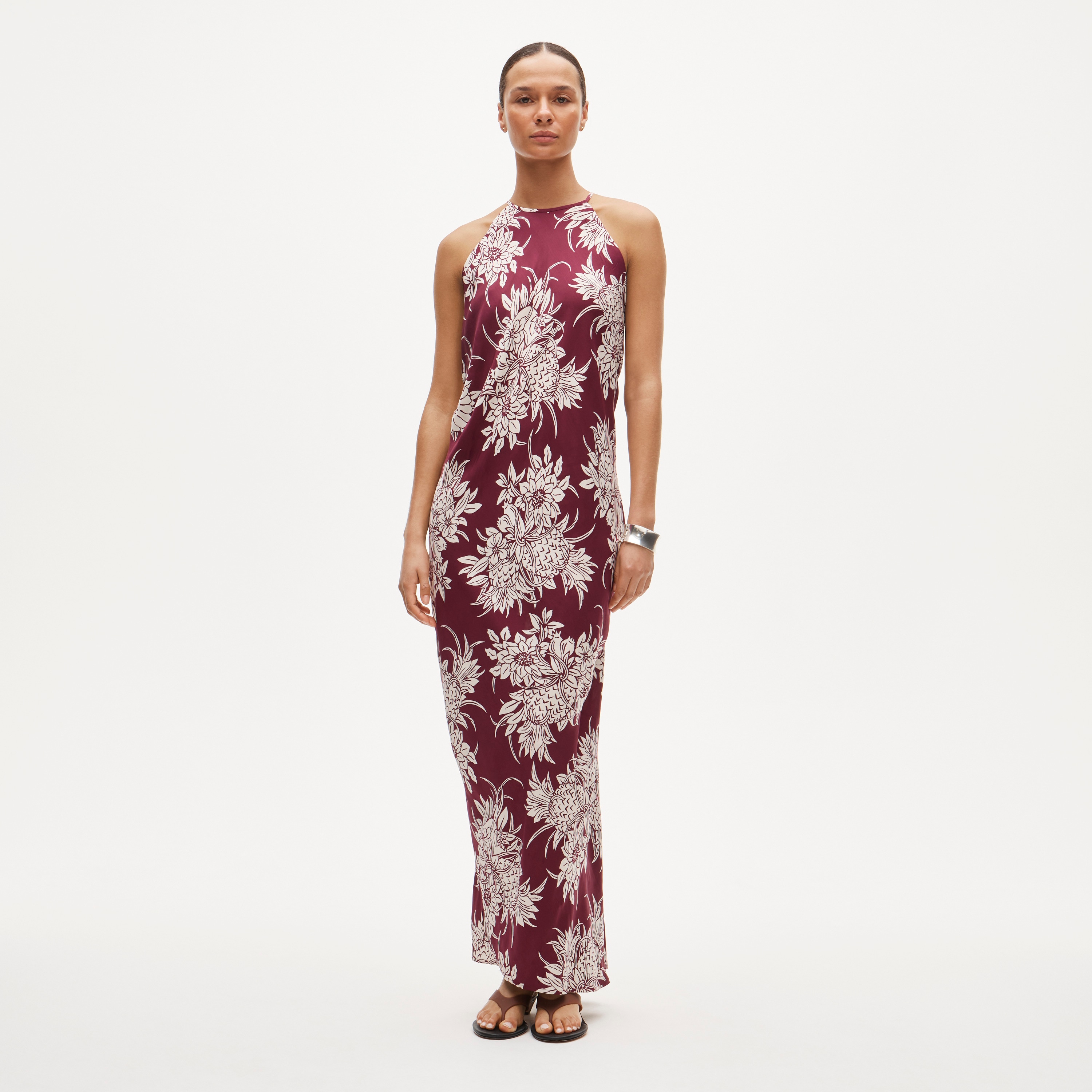 Halter dress in pineapple garden&ndash;print viscose twill - image 2